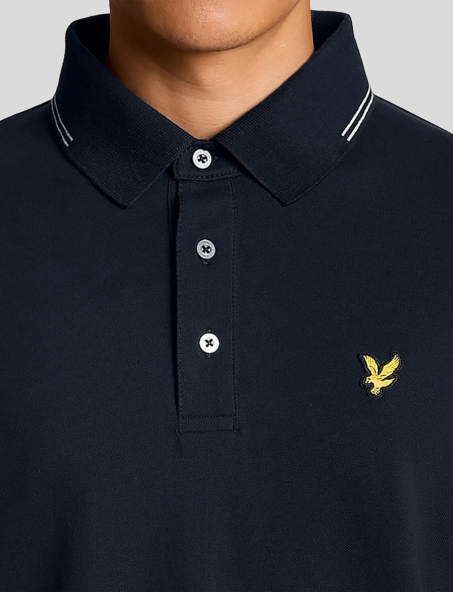 Lyle & Scott - Fine Tipped Polo Shirt - kurzärmelig - y155 dark navy/ chalk blue - 5