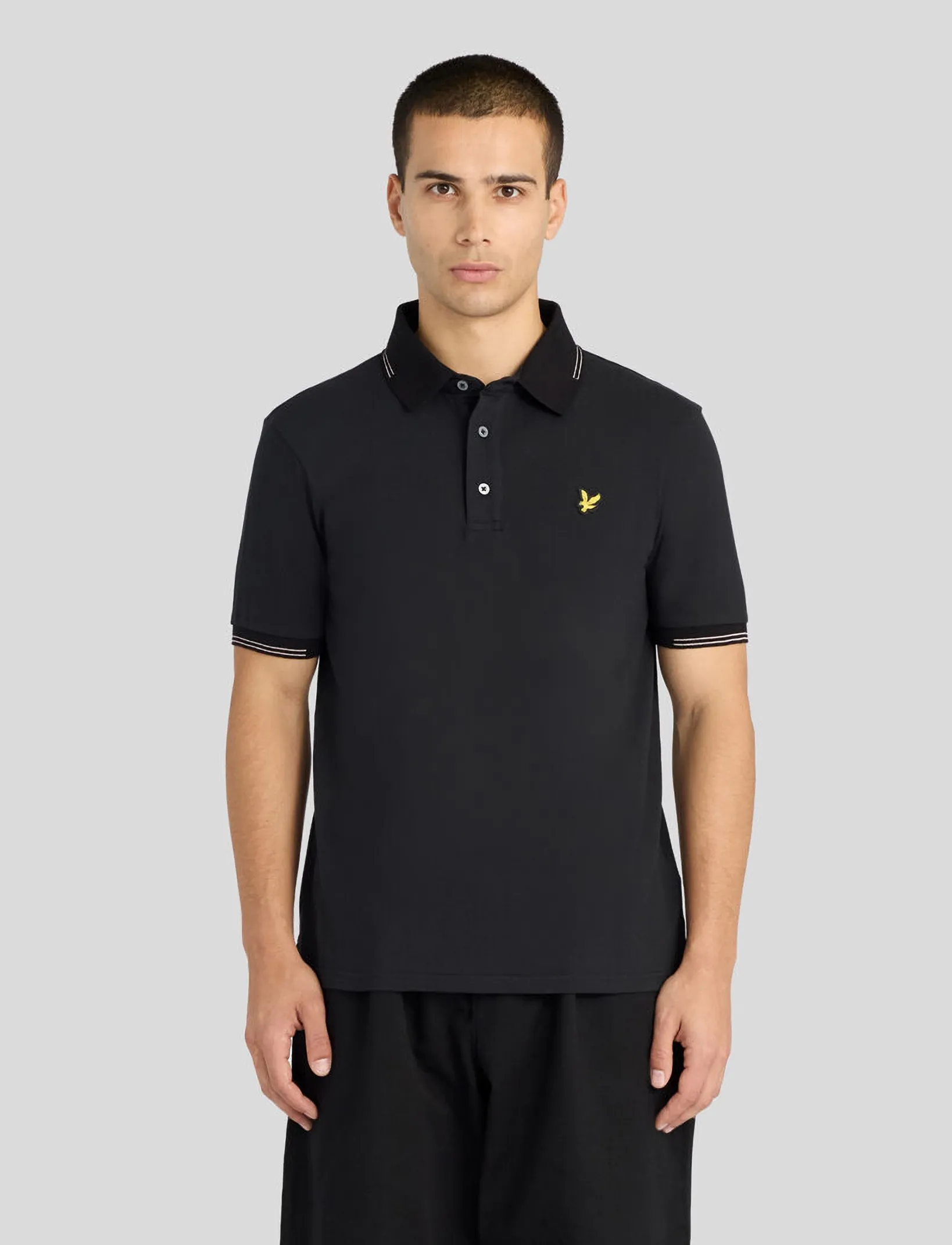 Lyle & Scott Fine Tipped Polo Shirt - Kleidung - JET BLACK/ SOFT PEACH / black