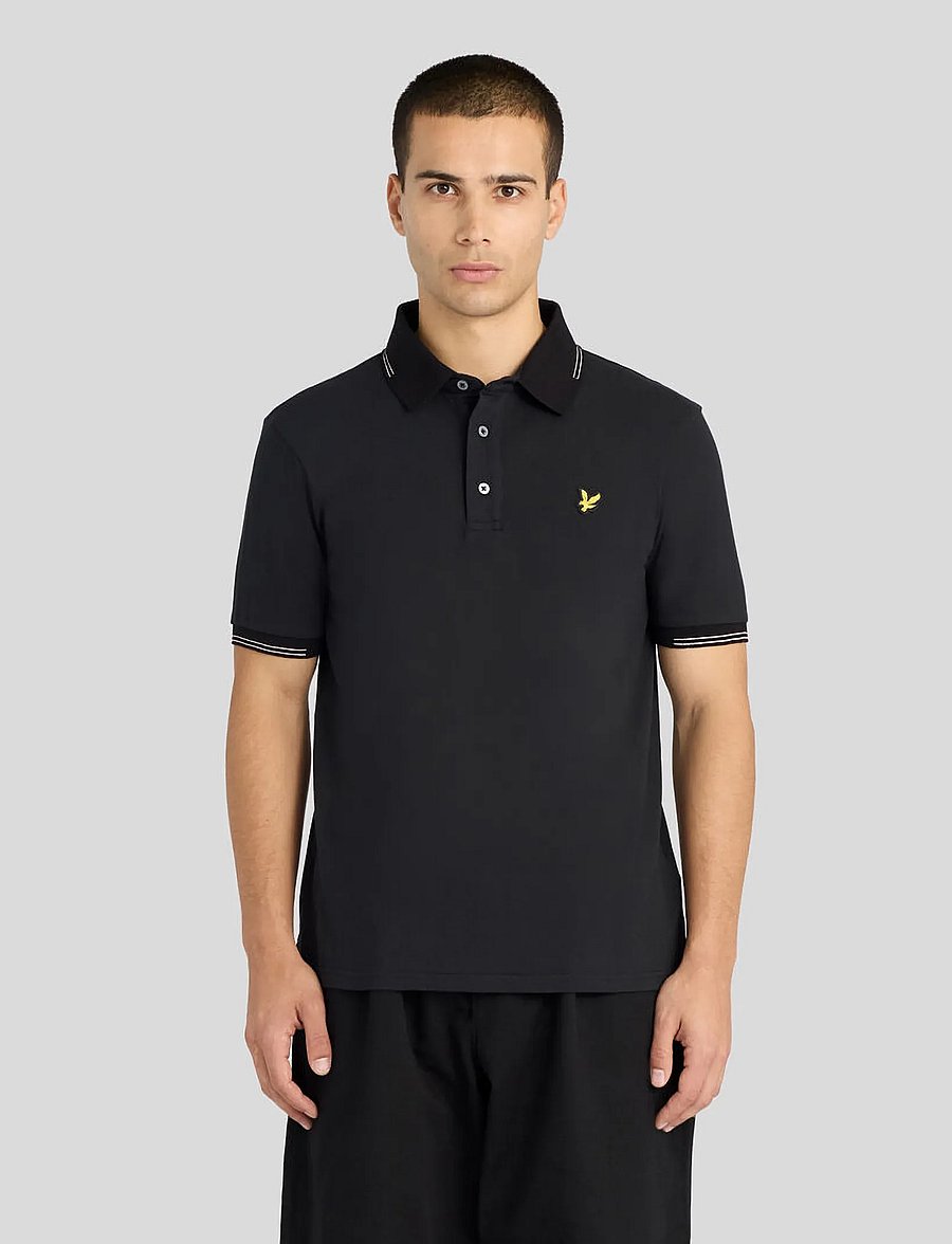 Lyle & Scott - Fine Tipped Polo Shirt - kurzärmelig - jet black/ soft peach - 0