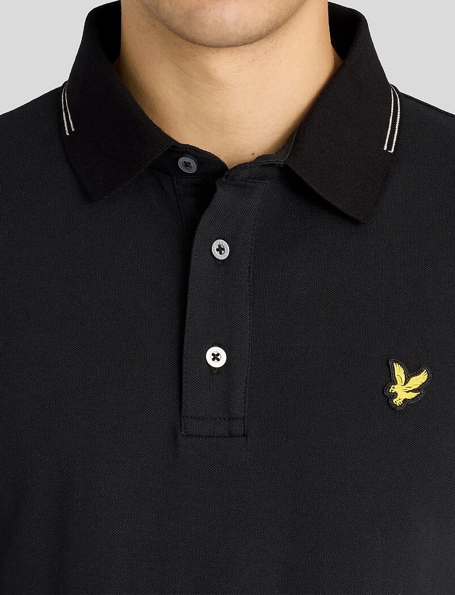 Lyle & Scott - Fine Tipped Polo Shirt - kurzärmelig - jet black/ soft peach - 4
