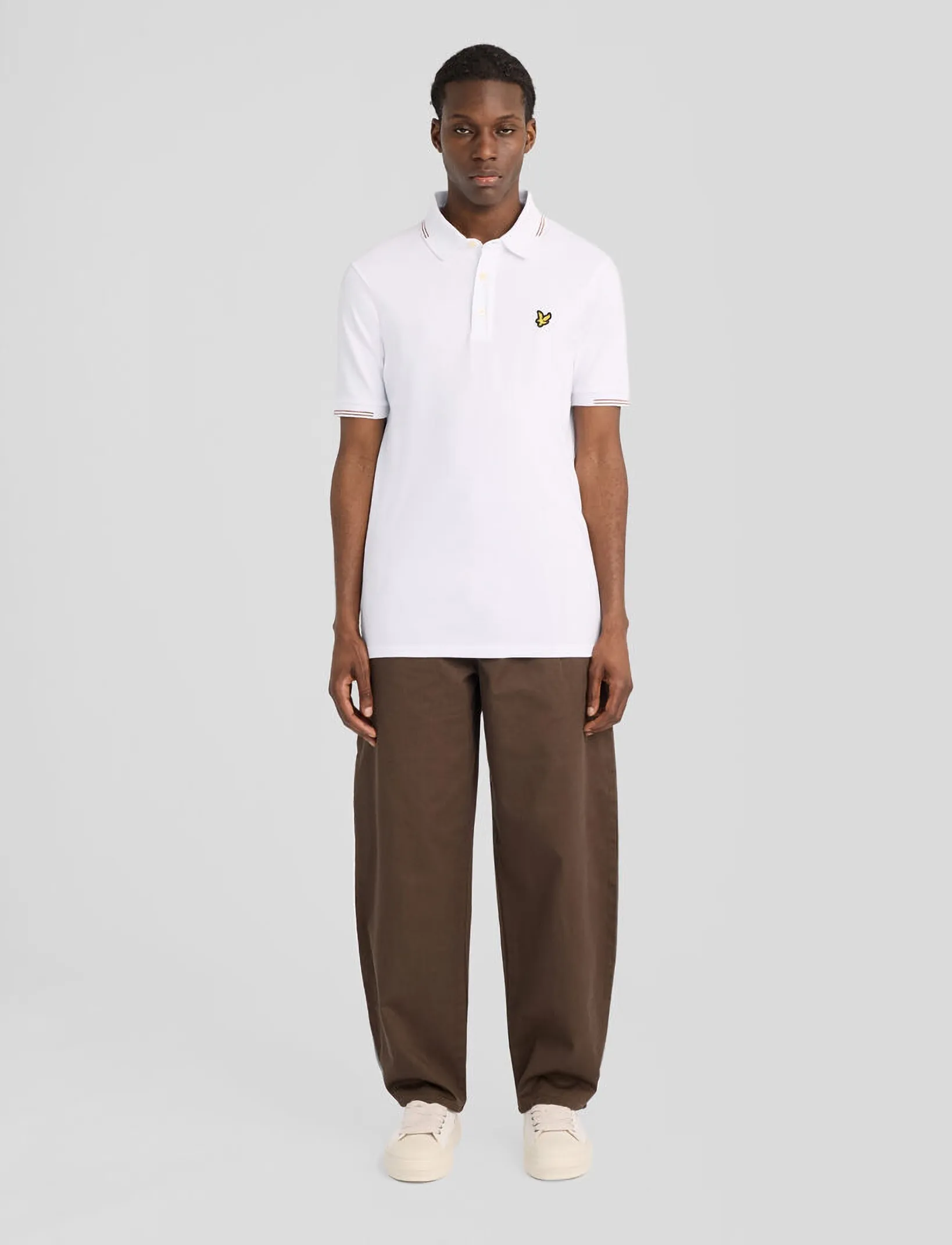 Lyle & Scott - Fine Tipped Polo Shirt - lühikeste varrukatega polod - white/ bourbon brown - 4
