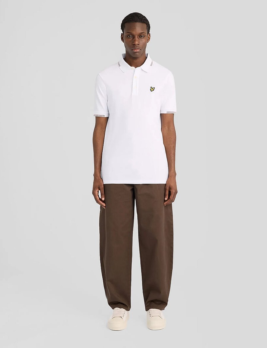 Lyle & Scott - Fine Tipped Polo Shirt - lühikeste varrukatega polod - white/ bourbon brown - 4