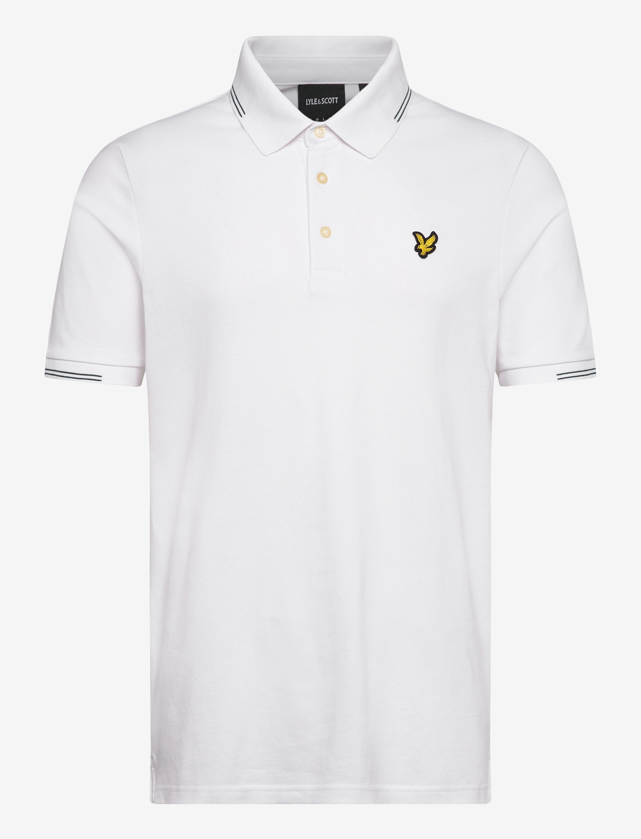 Lyle & Scott - Fine Tipped Polo Shirt - kortærmede poloer - y162 white/everglade - 1