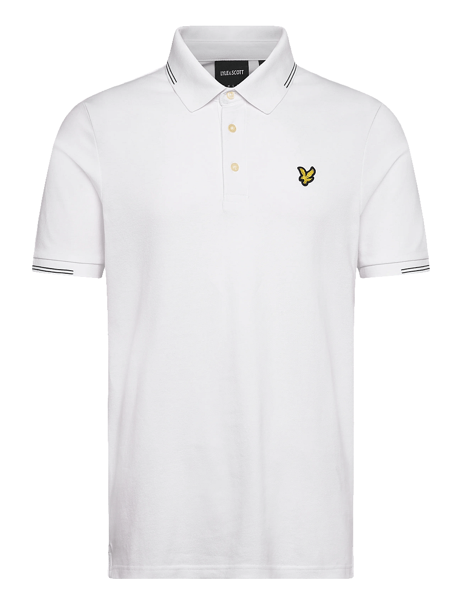 Lyle & Scott - Fine Tipped Polo Shirt - short-sleeved polos - y162 white/everglade - 1