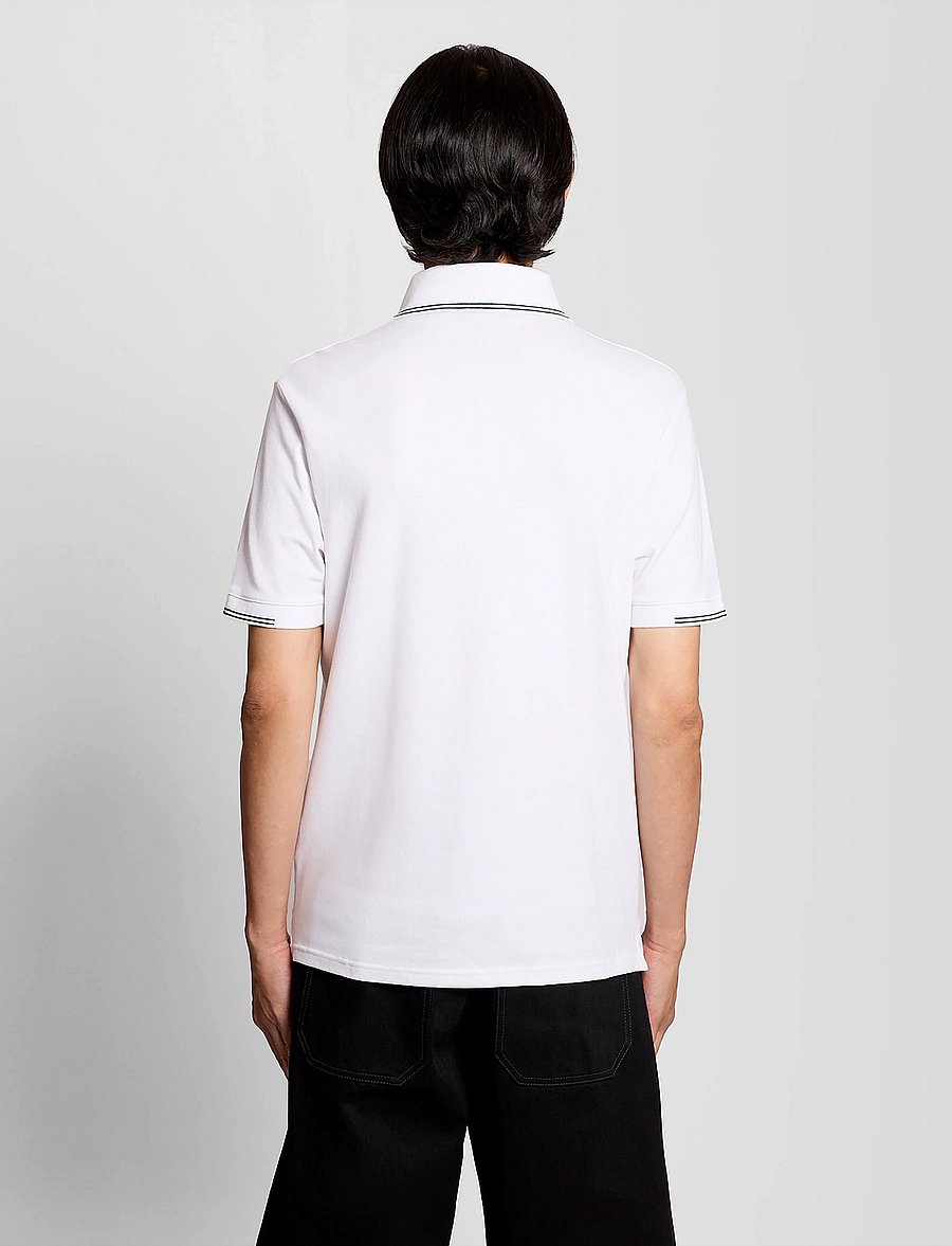 Lyle & Scott - Fine Tipped Polo Shirt - short-sleeved polos - y162 white/everglade - 3