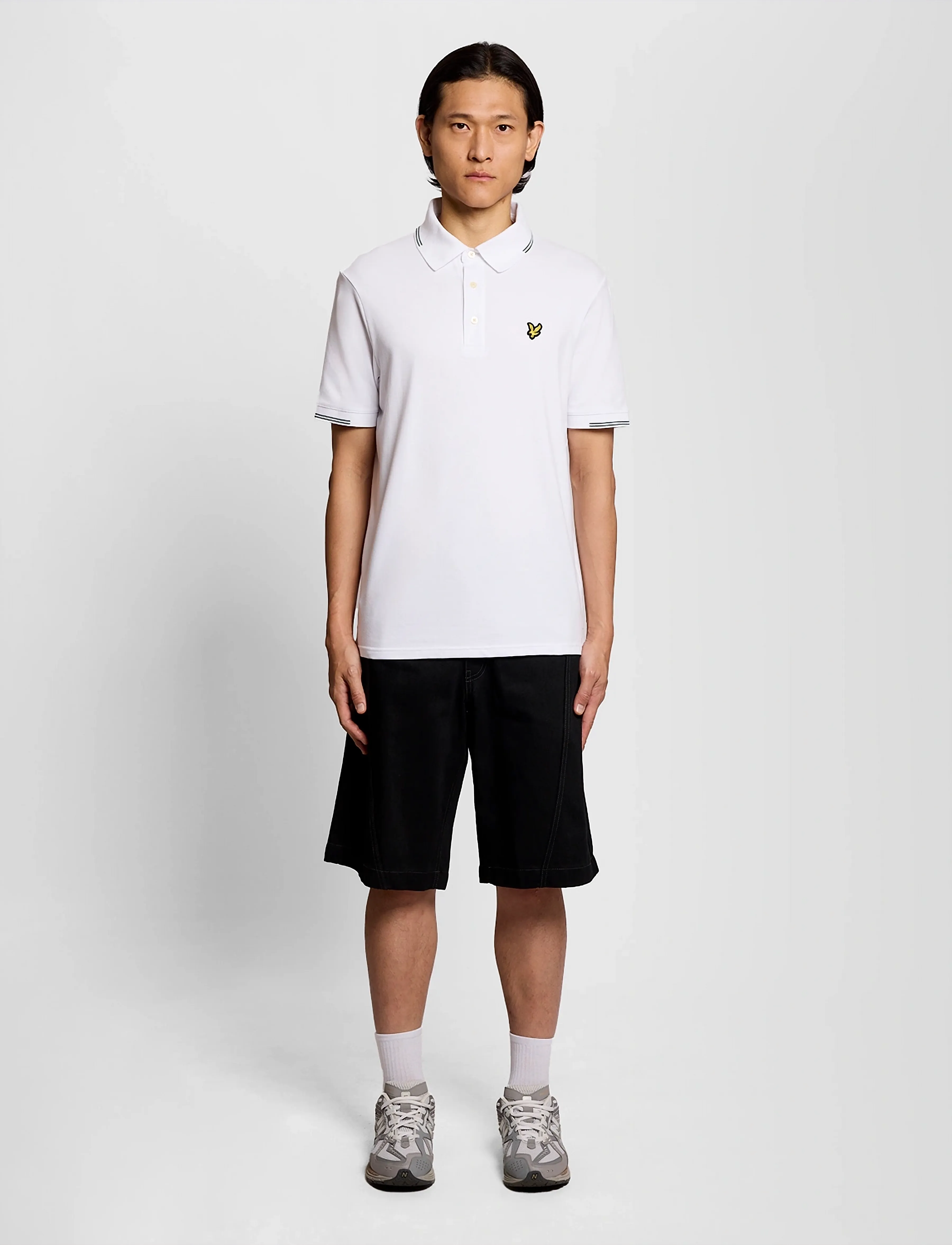 Lyle & Scott - Fine Tipped Polo Shirt - lühikeste varrukatega polod - y162 white/everglade - 4
