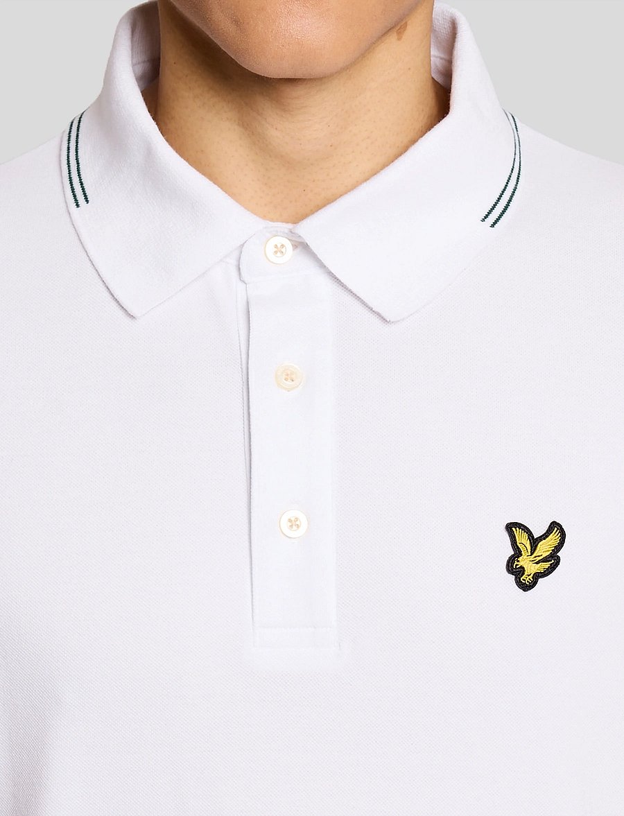 Lyle & Scott - Fine Tipped Polo Shirt - short-sleeved polos - y162 white/everglade - 5