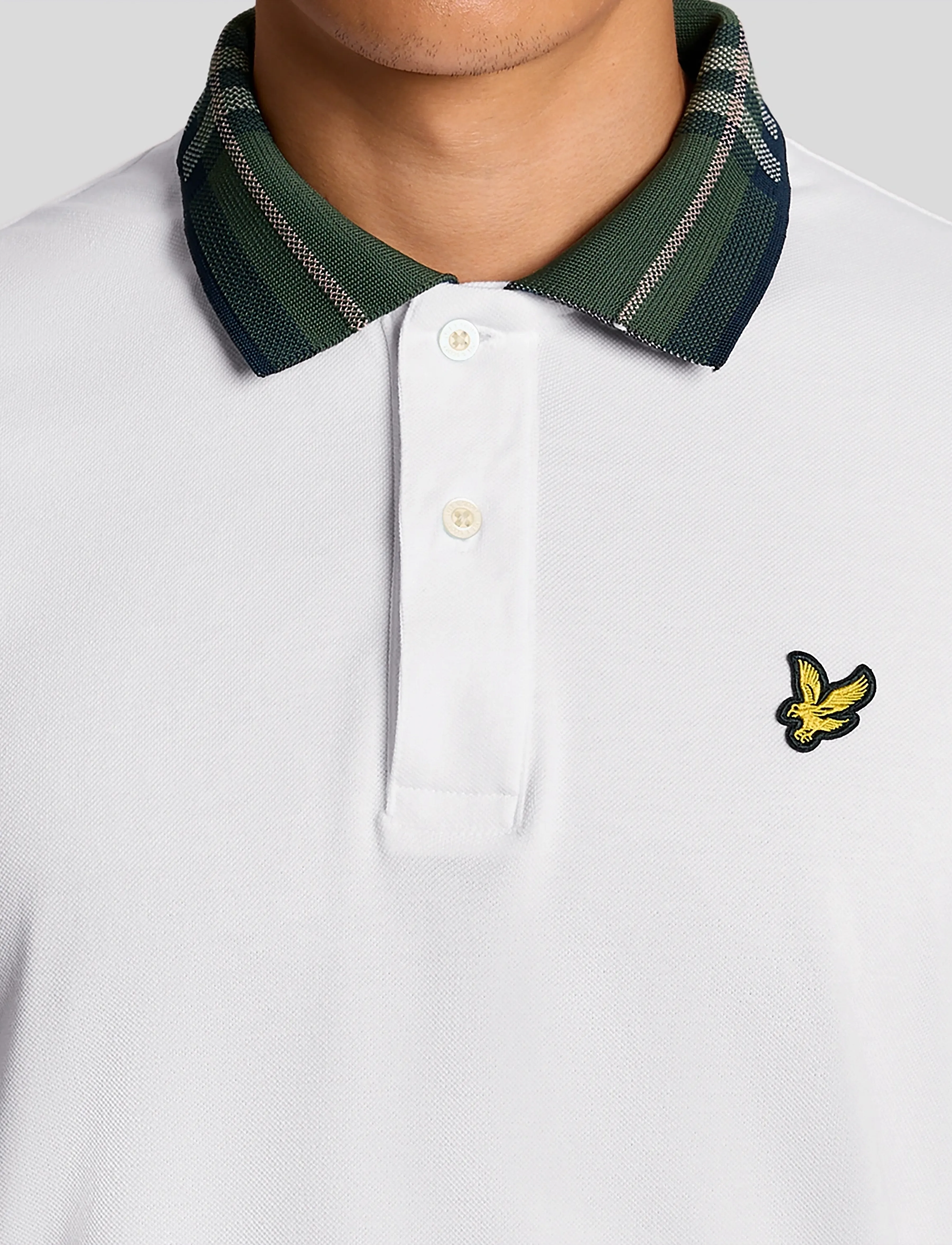 Lyle & Scott - Tartan Collar Polo Shirt - kortærmede poloer - 626 white - 4