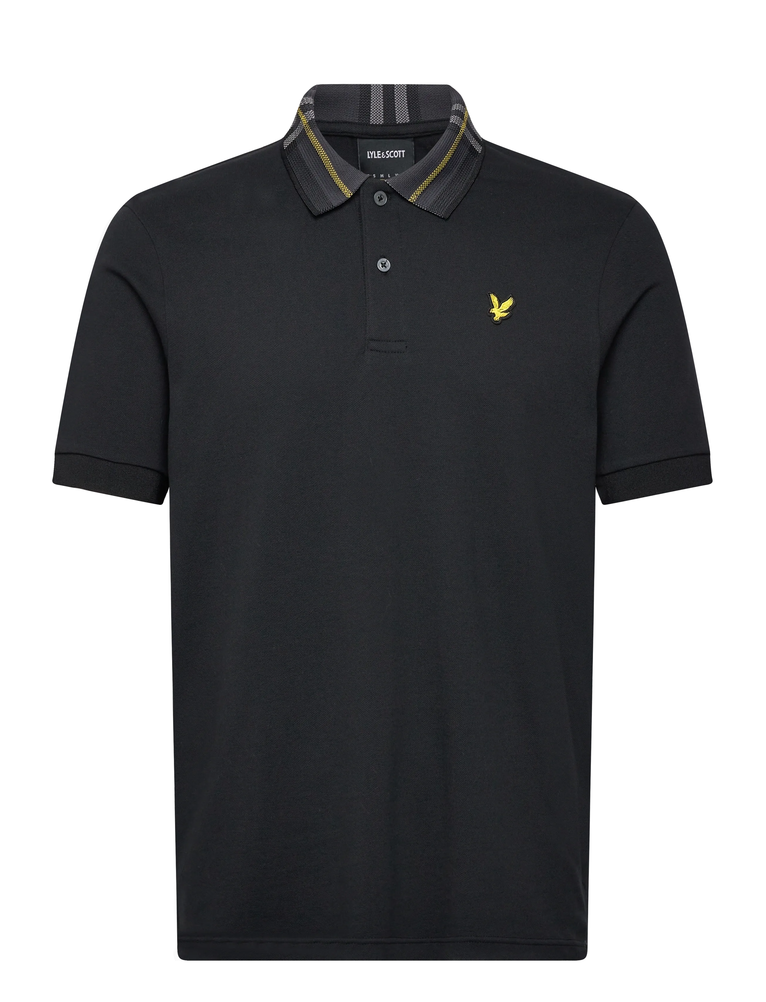 Lyle & Scott Tartan Collar Polo Shirt - Riided - Z865 JET BLACK / black
