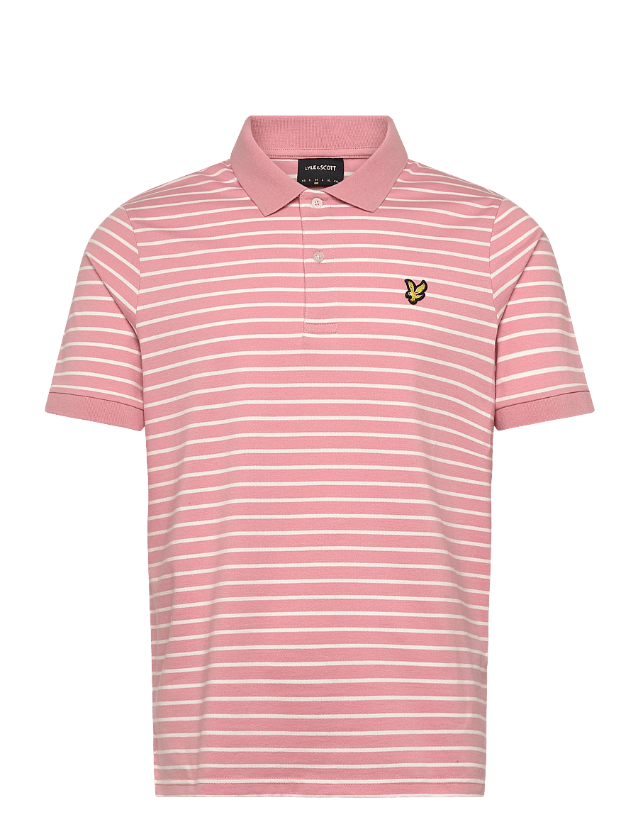 Lyle & Scott - Pique Breton Polo Shirt - kurzärmelig - y152 pink grapefruit/ white - 1