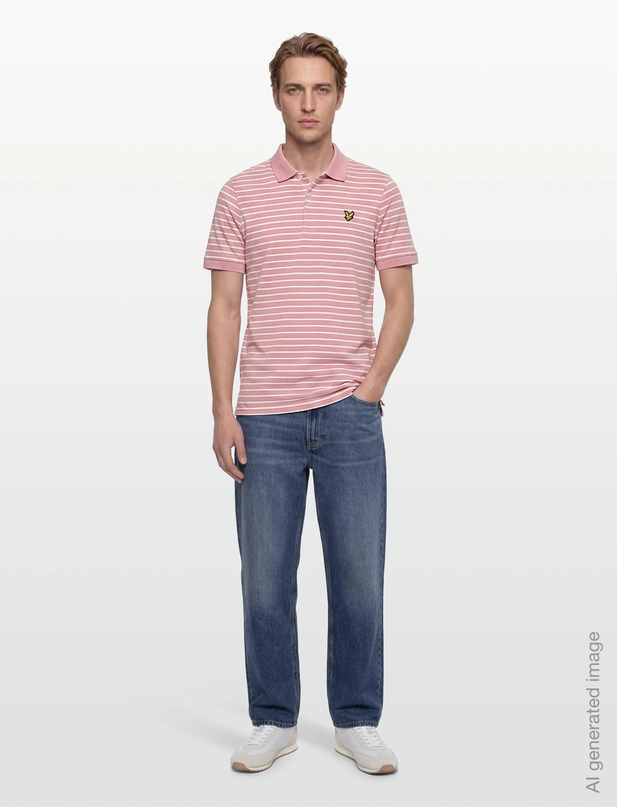 Lyle & Scott - Pique Breton Polo Shirt - kurzärmelig - y152 pink grapefruit/ white - 0