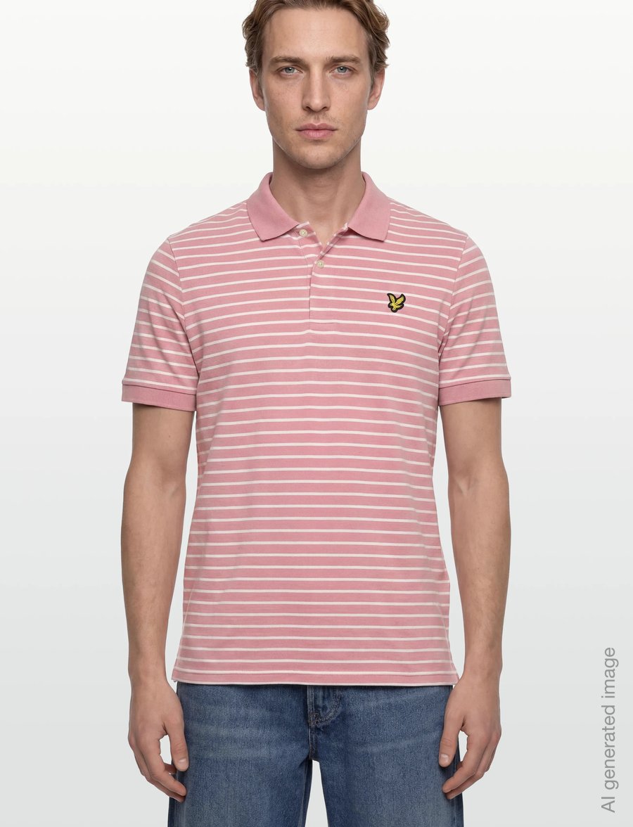 Lyle & Scott - Pique Breton Polo Shirt - kurzärmelig - y152 pink grapefruit/ white - 3