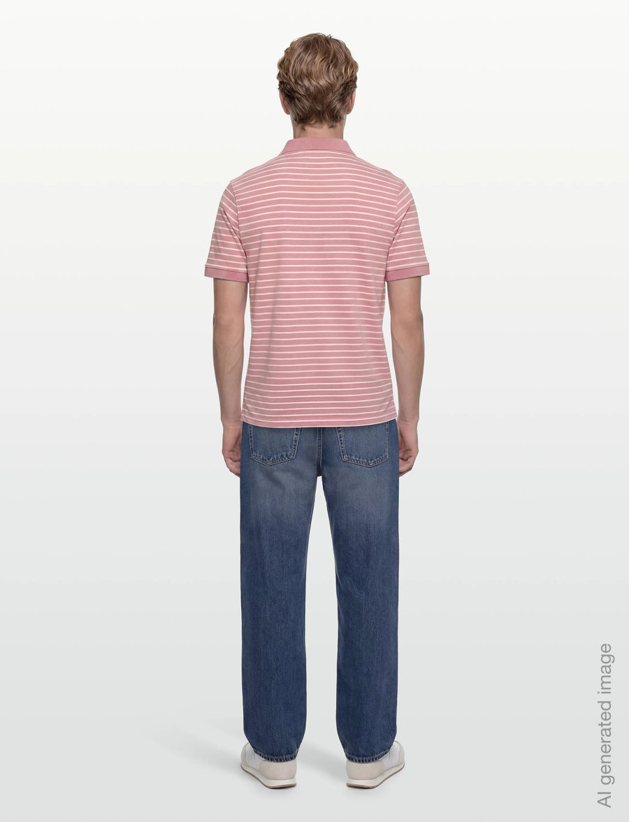 Lyle & Scott - Pique Breton Polo Shirt - kurzärmelig - y152 pink grapefruit/ white - 4