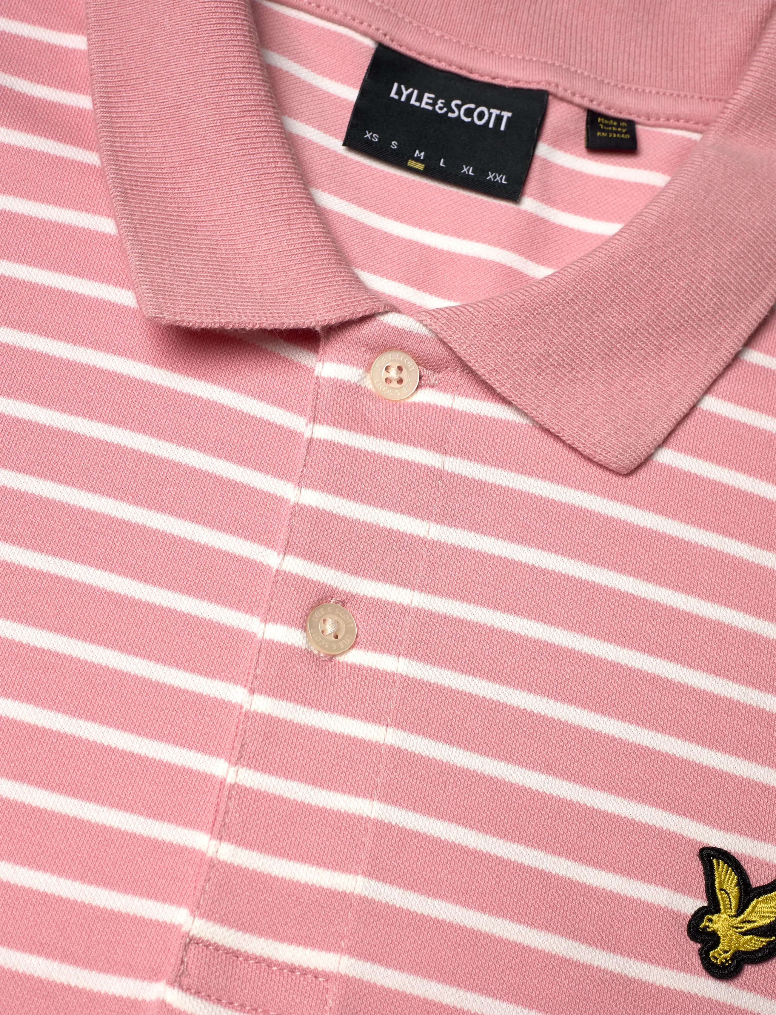 Lyle & Scott - Pique Breton Polo Shirt - kortærmede poloer - y152 pink grapefruit/ white - 5