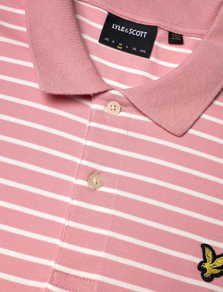 Lyle & Scott - Pique Breton Polo Shirt - kurzärmelig - y152 pink grapefruit/ white - 5