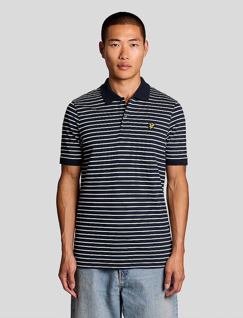 Lyle & Scott - Pique Breton Polo Shirt - kurzärmelig - w403 dark navy/ white - 0