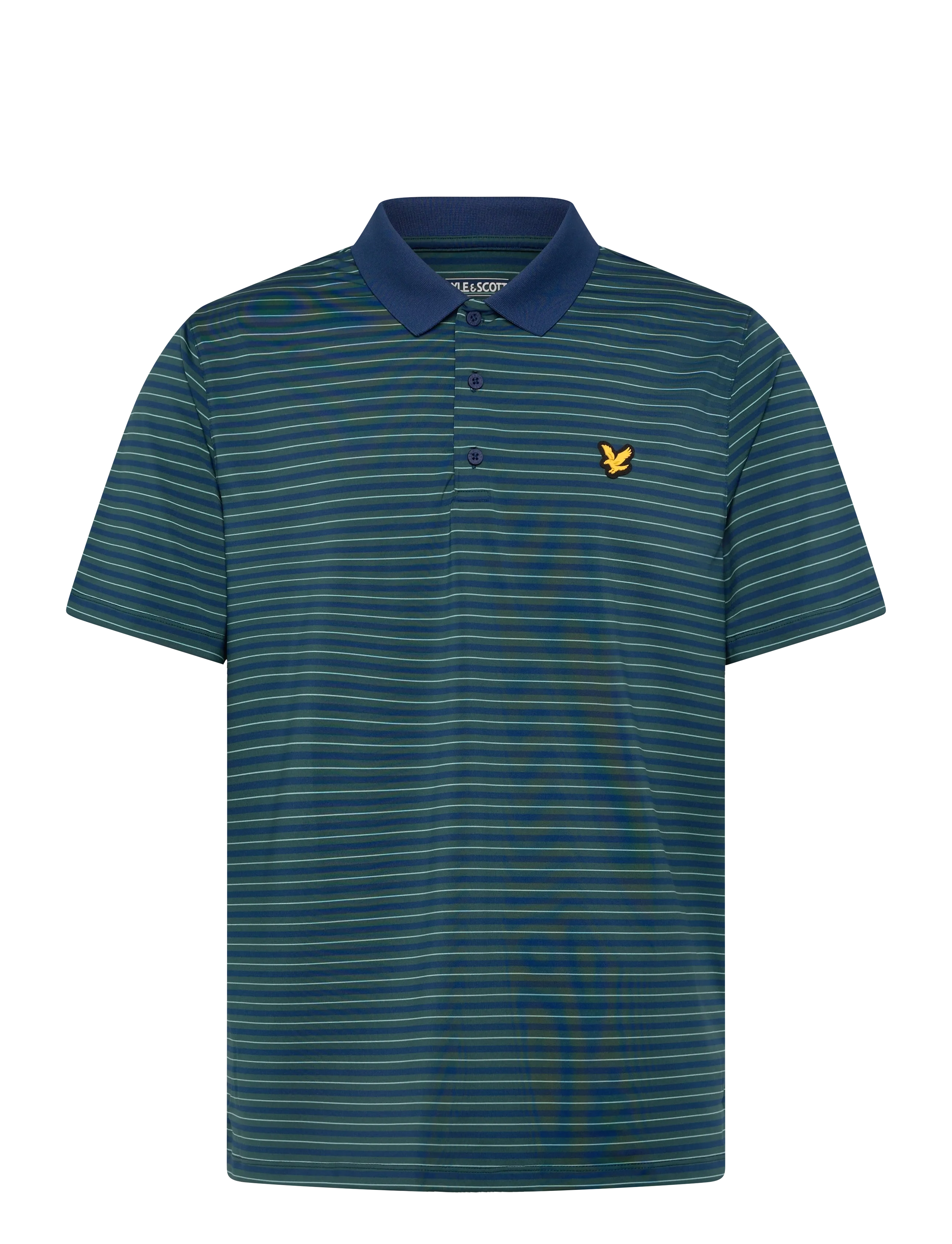 Lyle & Scott Golf Striped Polo - Pikéer - Y189 MEDITERRANEA/ AQUAMARINE / navy