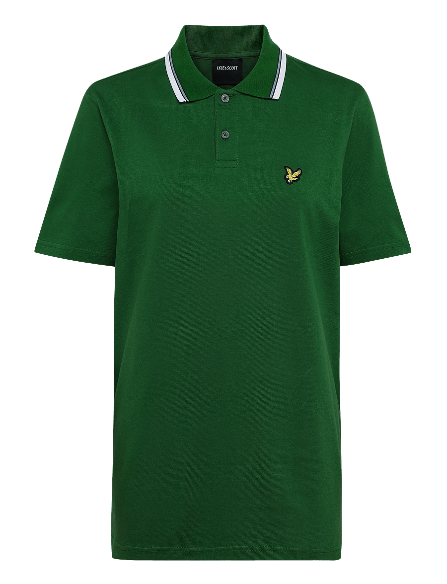 Lyle & Scott - Tipped Track Polo Shirt - kortærmede poloer - clover green - 0