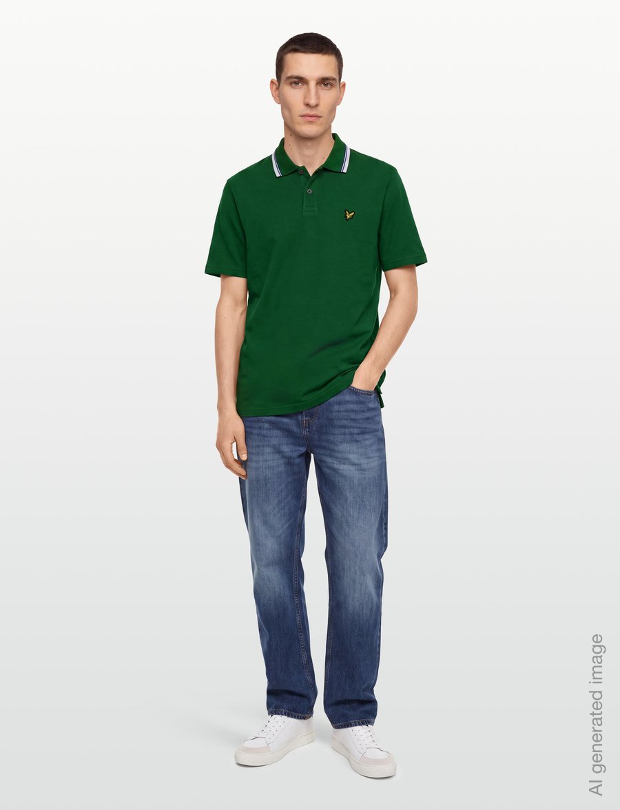 Lyle & Scott - Tipped Track Polo Shirt - kurzärmelig - clover green - 0