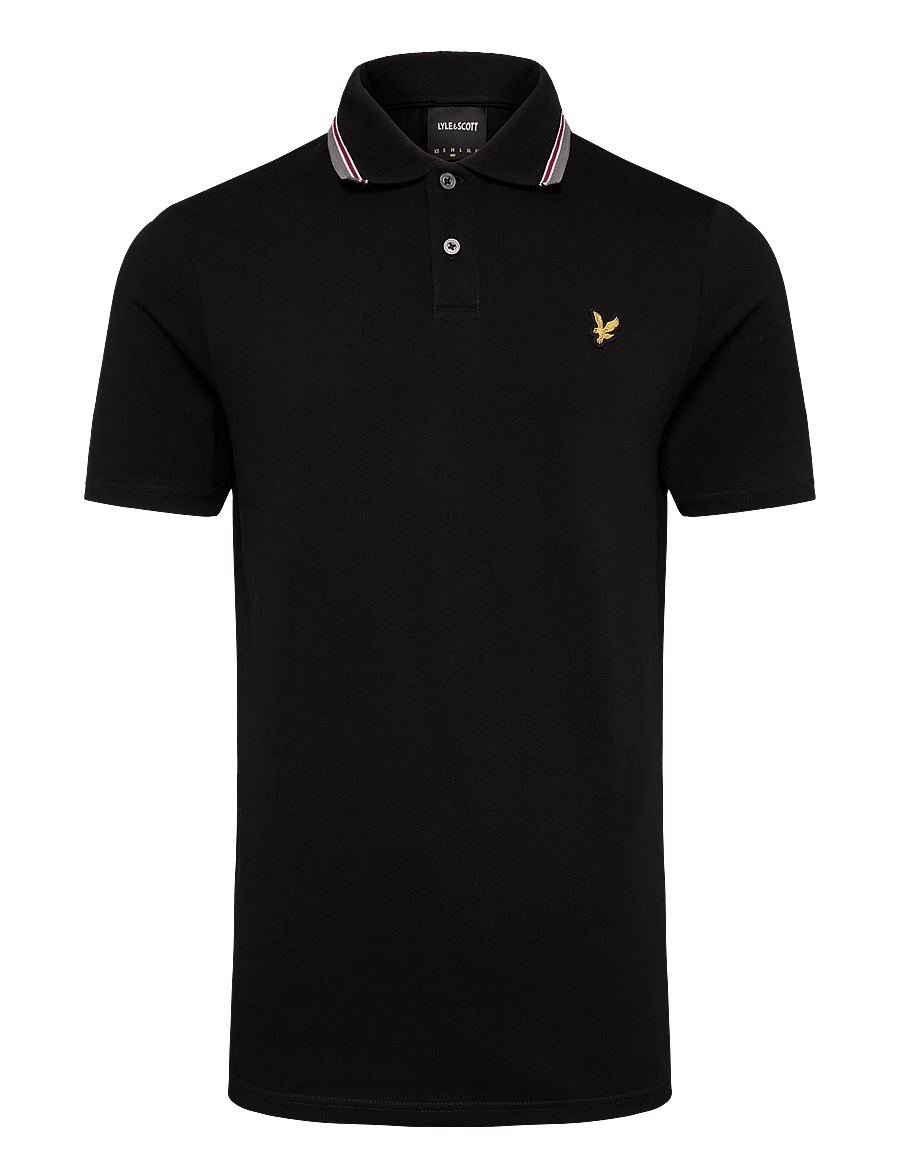 Lyle & Scott - Tipped Track Polo Shirt - kortærmede poloer - jet black - 0