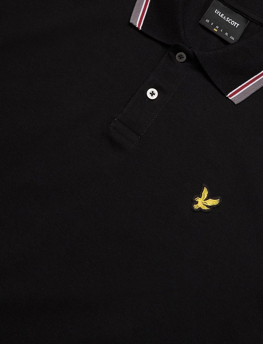 Lyle & Scott - Tipped Track Polo Shirt - kortærmede poloer - jet black - 2