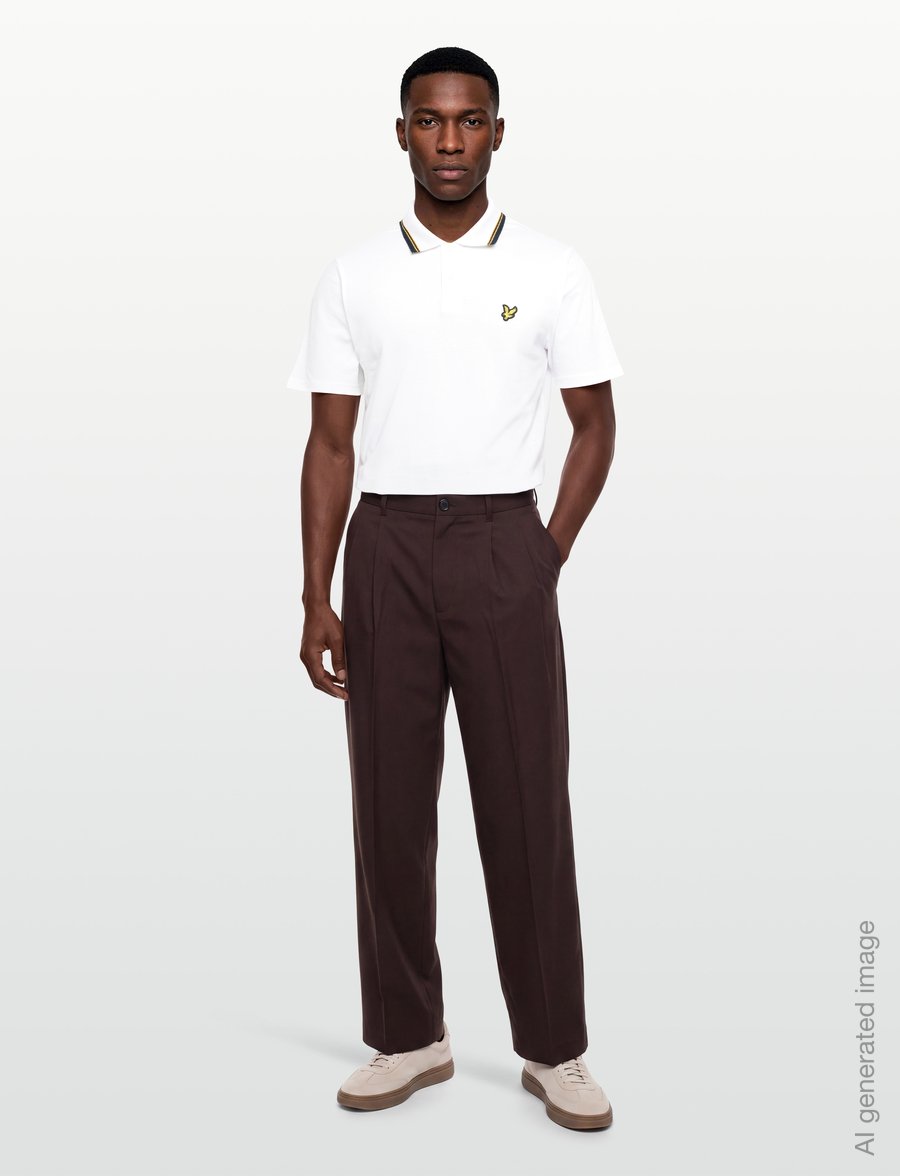 Lyle & Scott - Tipped Track Polo Shirt - kortærmede poloer - white - 0