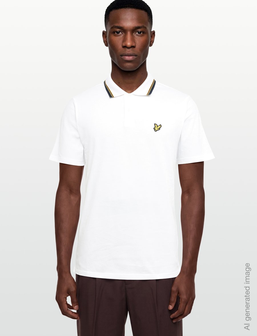 Lyle & Scott - Tipped Track Polo Shirt - kortærmede poloer - white - 3