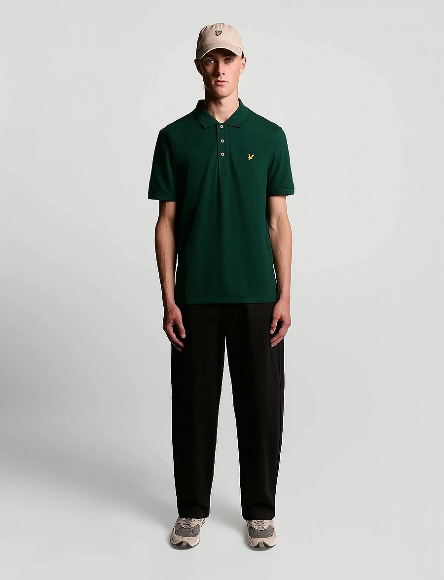 Lyle & Scott - Plain Polo Shirt - short-sleeved polos - dark green - 4