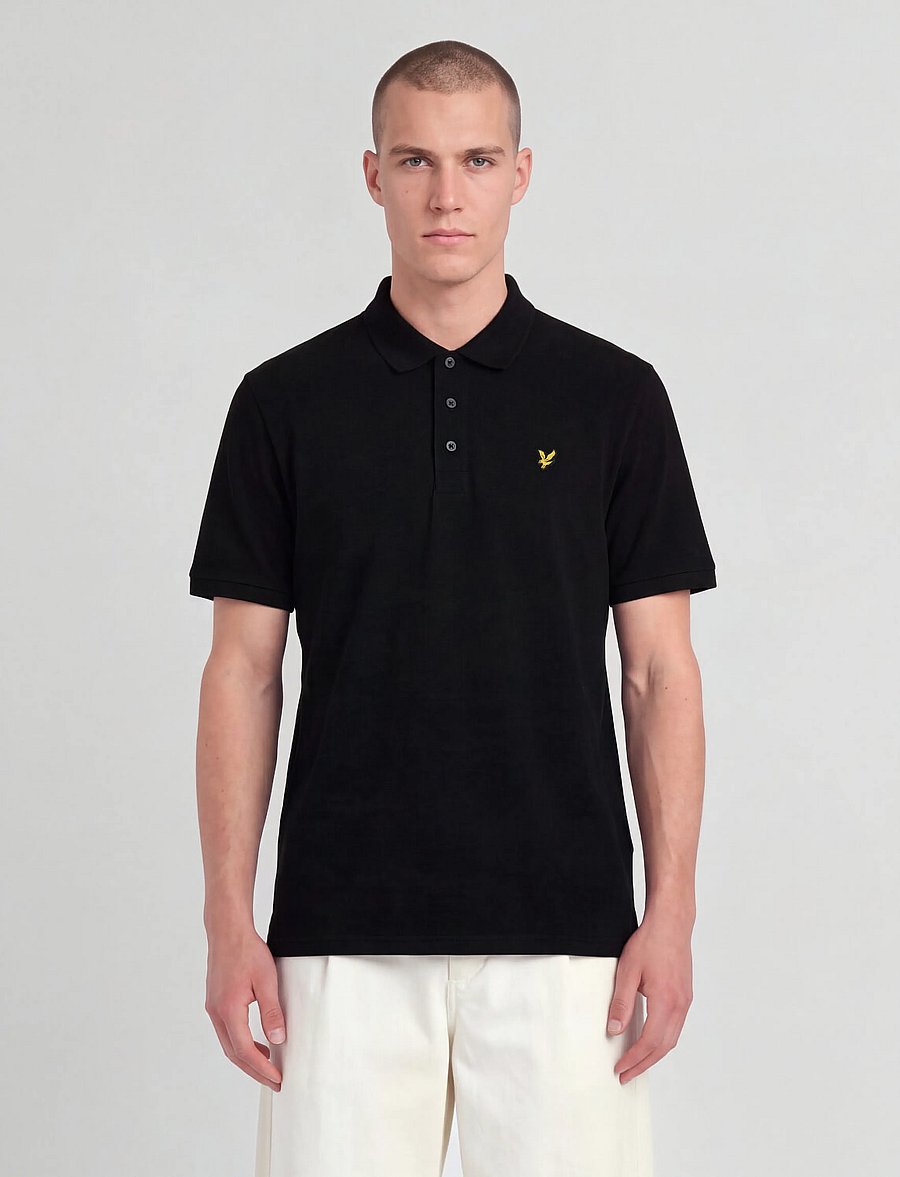 Lyle & Scott - Plain Polo Shirt - kortærmede poloer - jet black - 0