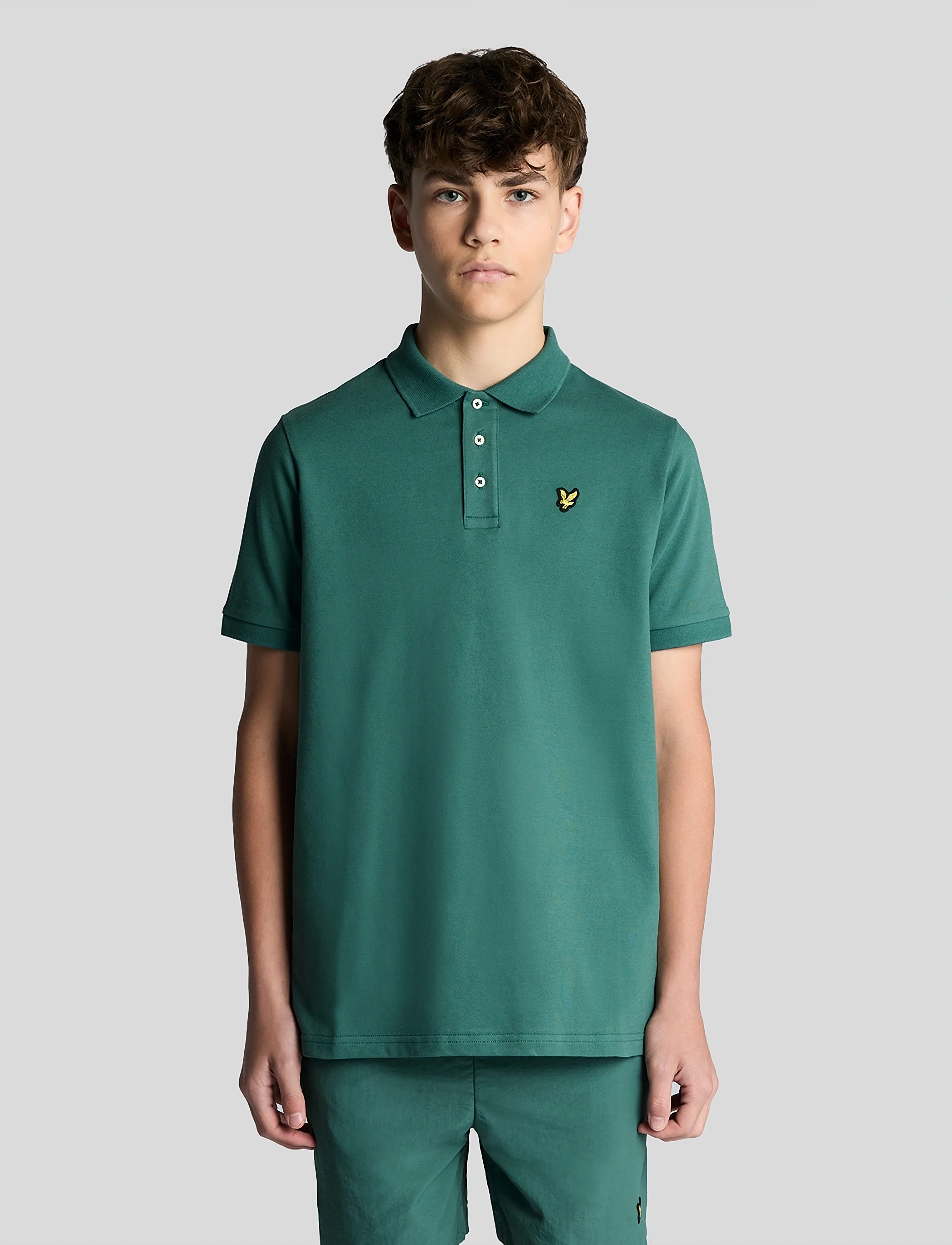 Lyle & Scott Plain Polo Shirt, 140-146, Shirts, Grün - Short-sleeved Kinder