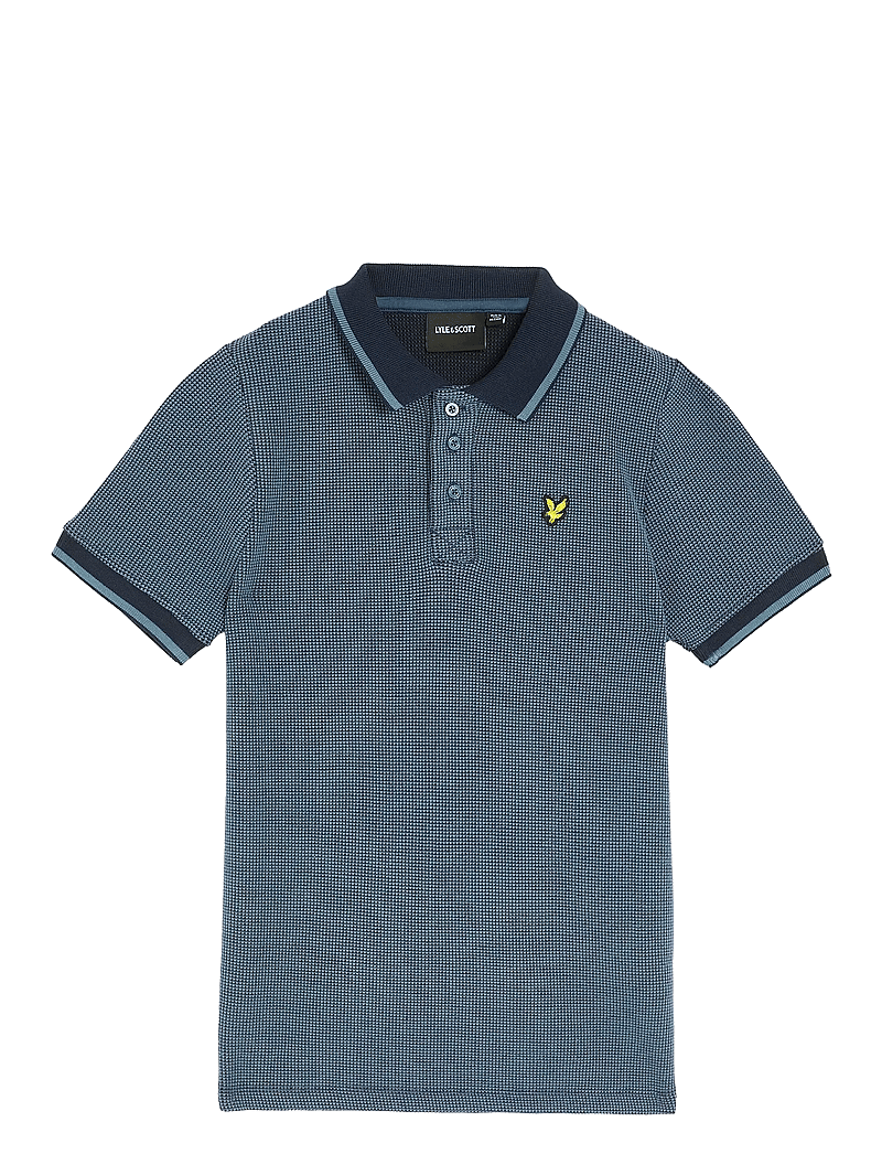 Lyle & Scott - Two Tone Waffle Polo Shirt - kortærmede poloer - dark navy - 0