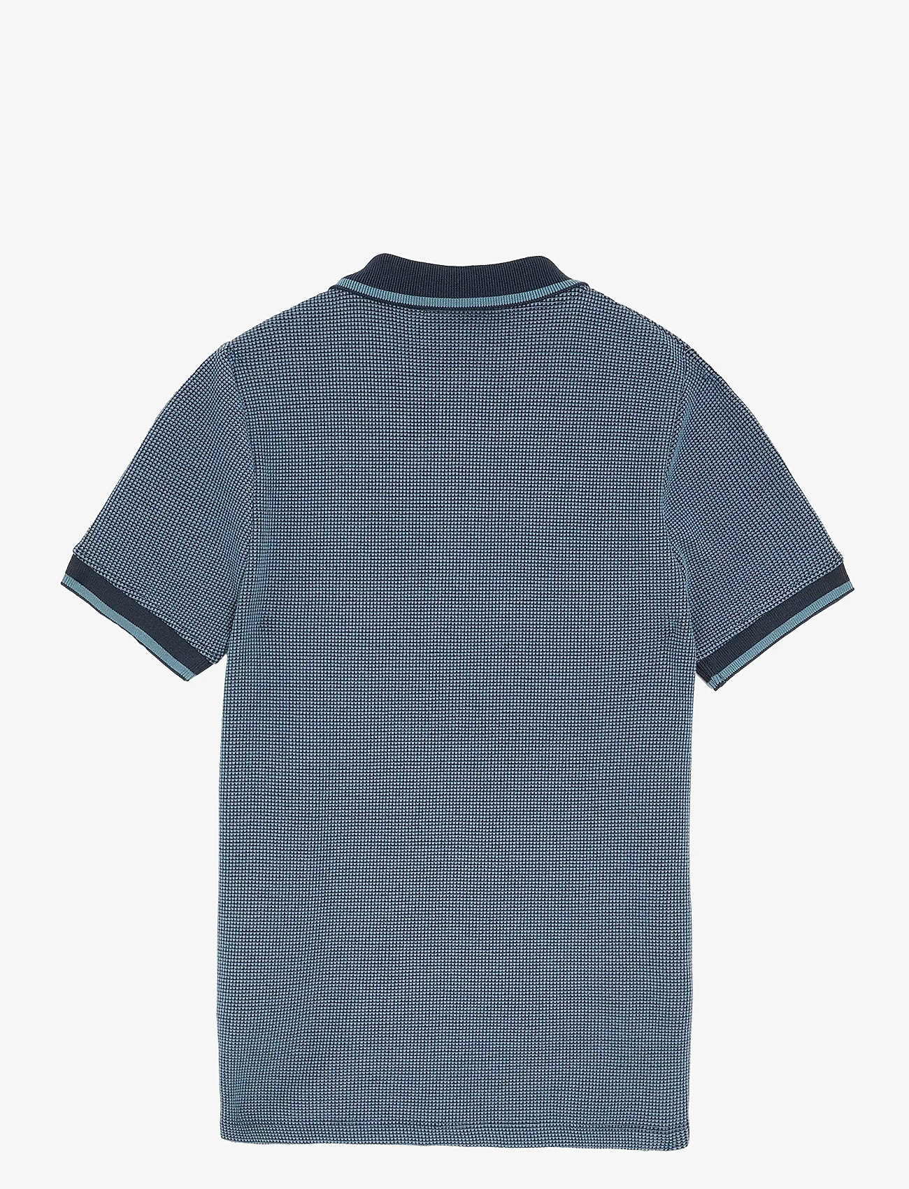 Lyle & Scott - Two Tone Waffle Polo Shirt - kortærmede poloer - dark navy - 1