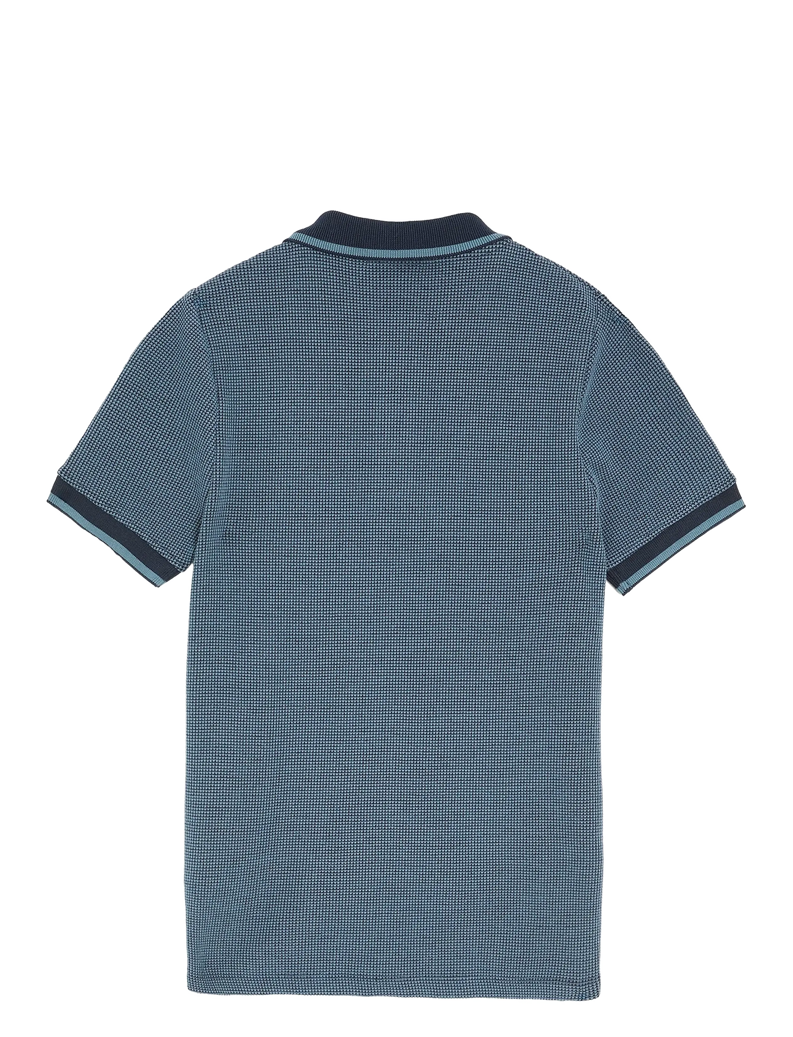 Lyle & Scott - Two Tone Waffle Polo Shirt - short-sleeved polos - dark navy - 1