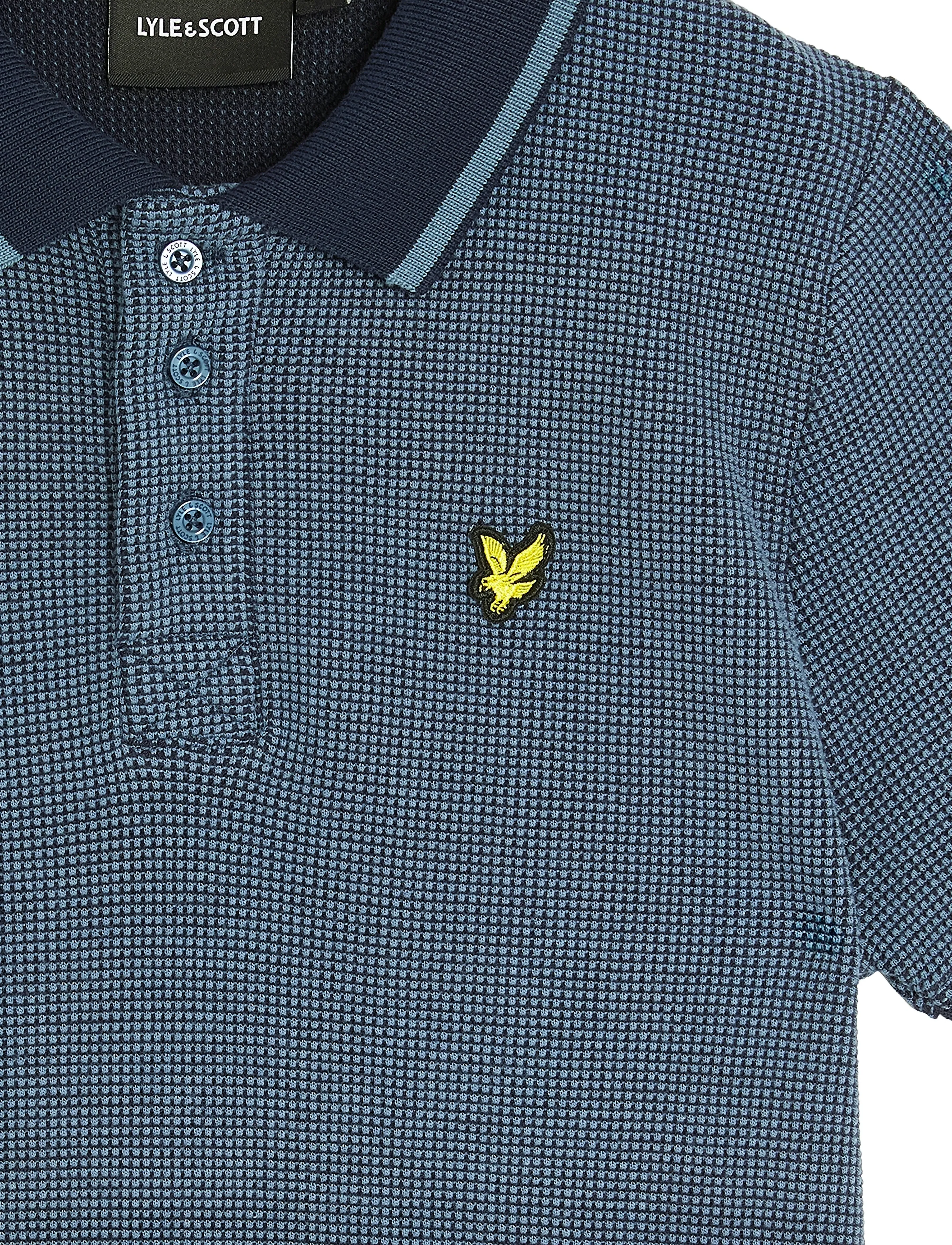 Lyle & Scott - Two Tone Waffle Polo Shirt - short-sleeved polos - dark navy - 2