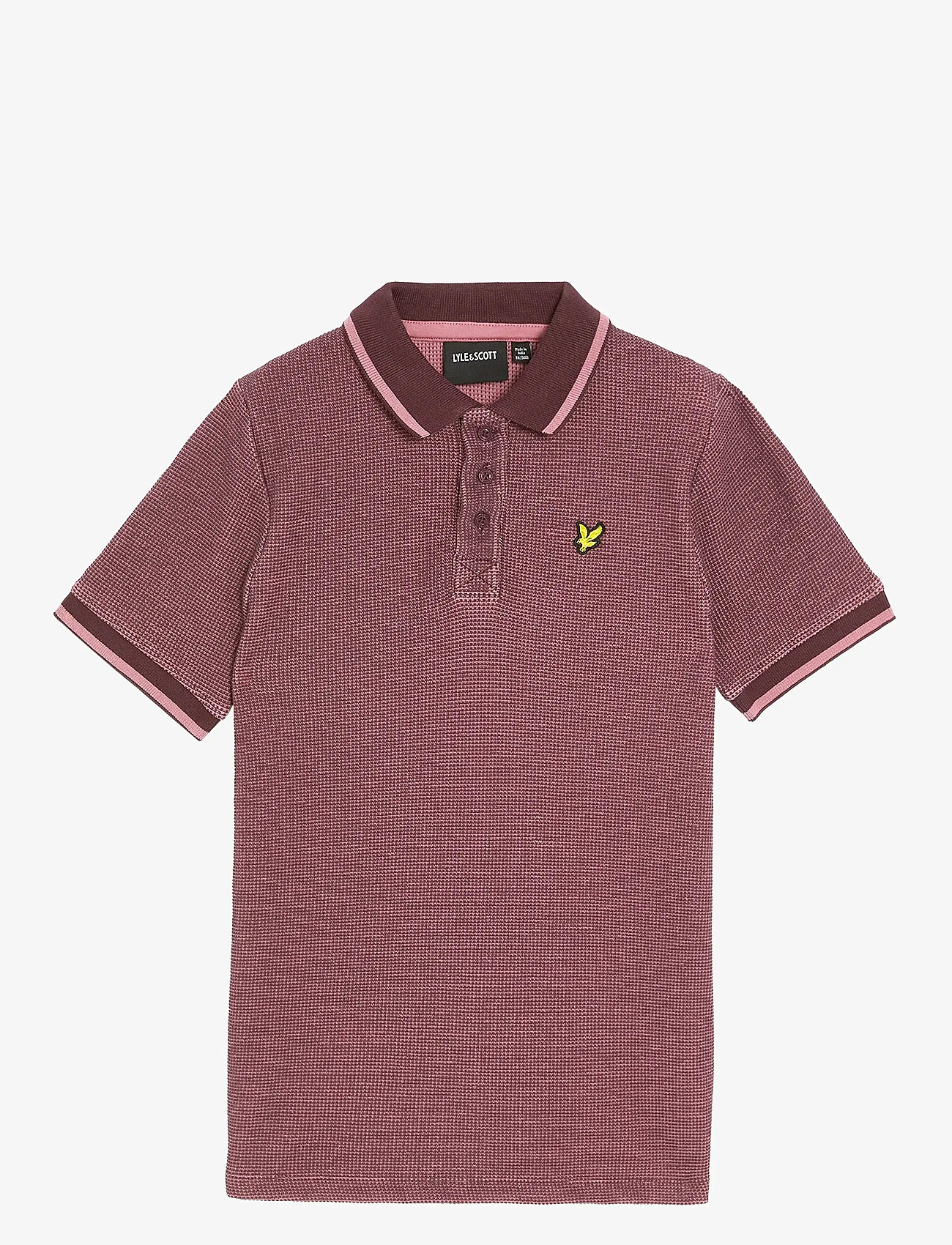 Lyle & Scott - Two Tone Waffle Polo Shirt - kurzärmelig - x868 dusky maroon - 0