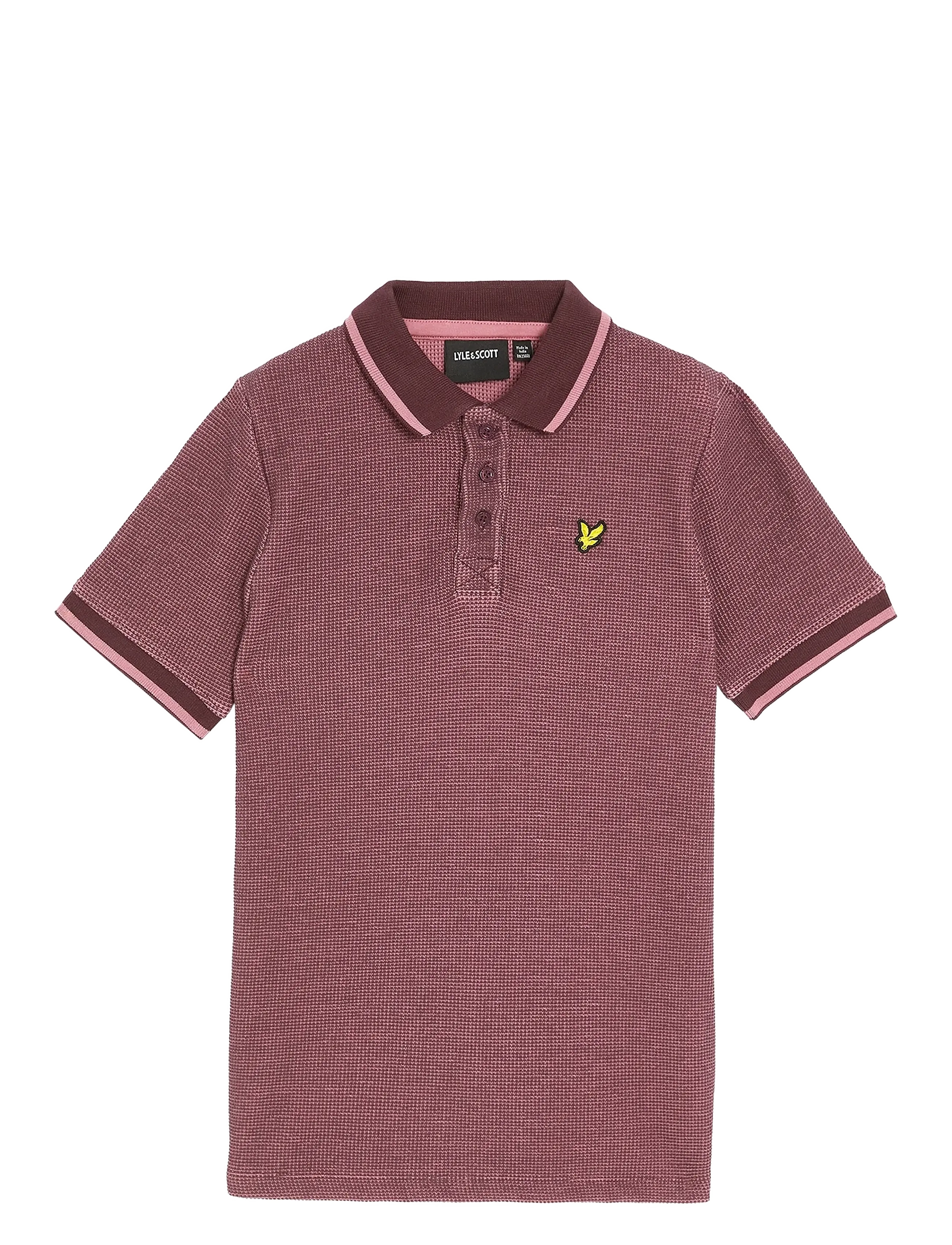 Two Tone Waffle Polo Shirt - X868 DUSKY MAROON