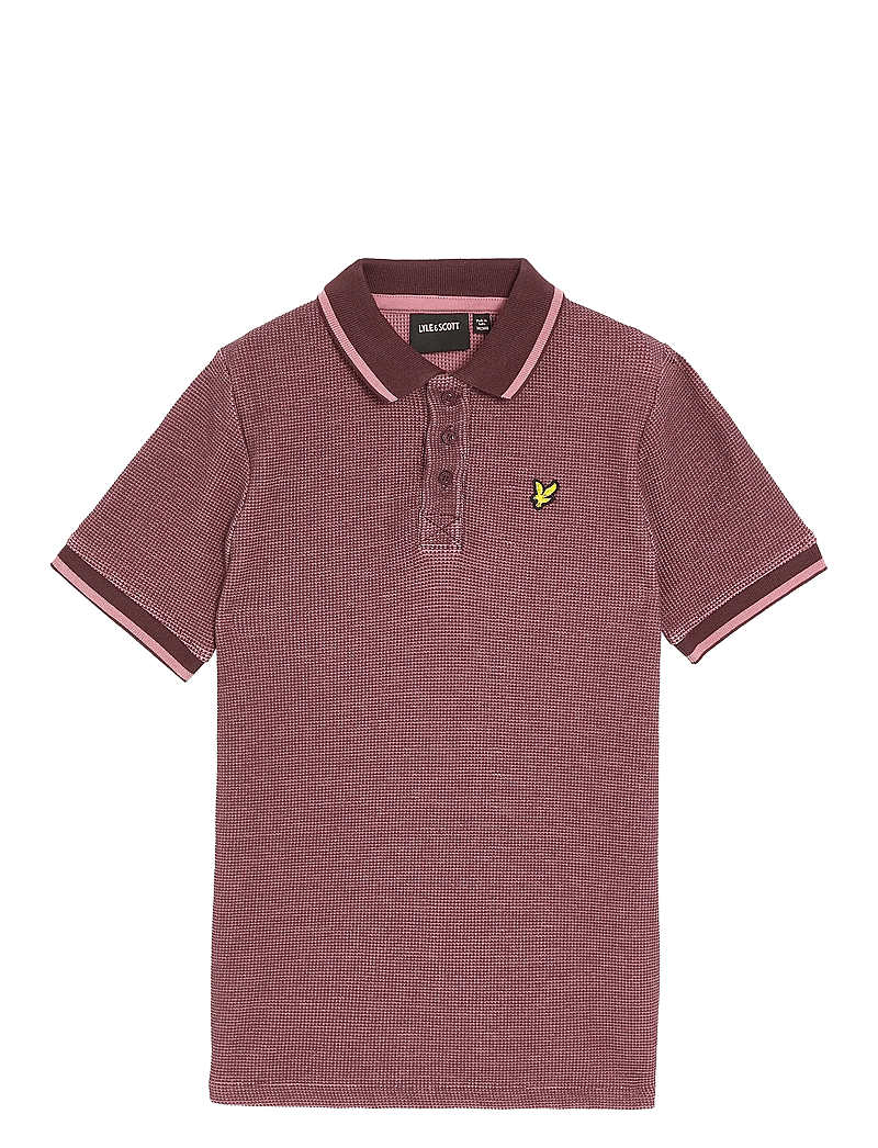 Lyle & Scott - Two Tone Waffle Polo Shirt - kurzärmelig - x868 dusky maroon - 0