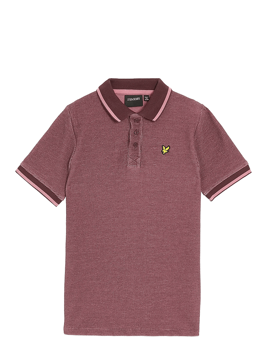 Lyle & Scott - Two Tone Waffle Polo Shirt - kurzärmelig - x868 dusky maroon - 0