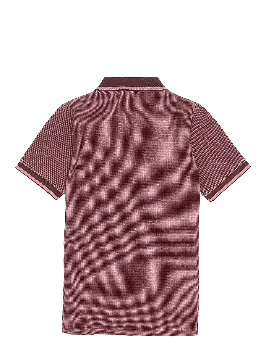 Lyle & Scott - Two Tone Waffle Polo Shirt - kurzärmelig - x868 dusky maroon - 1