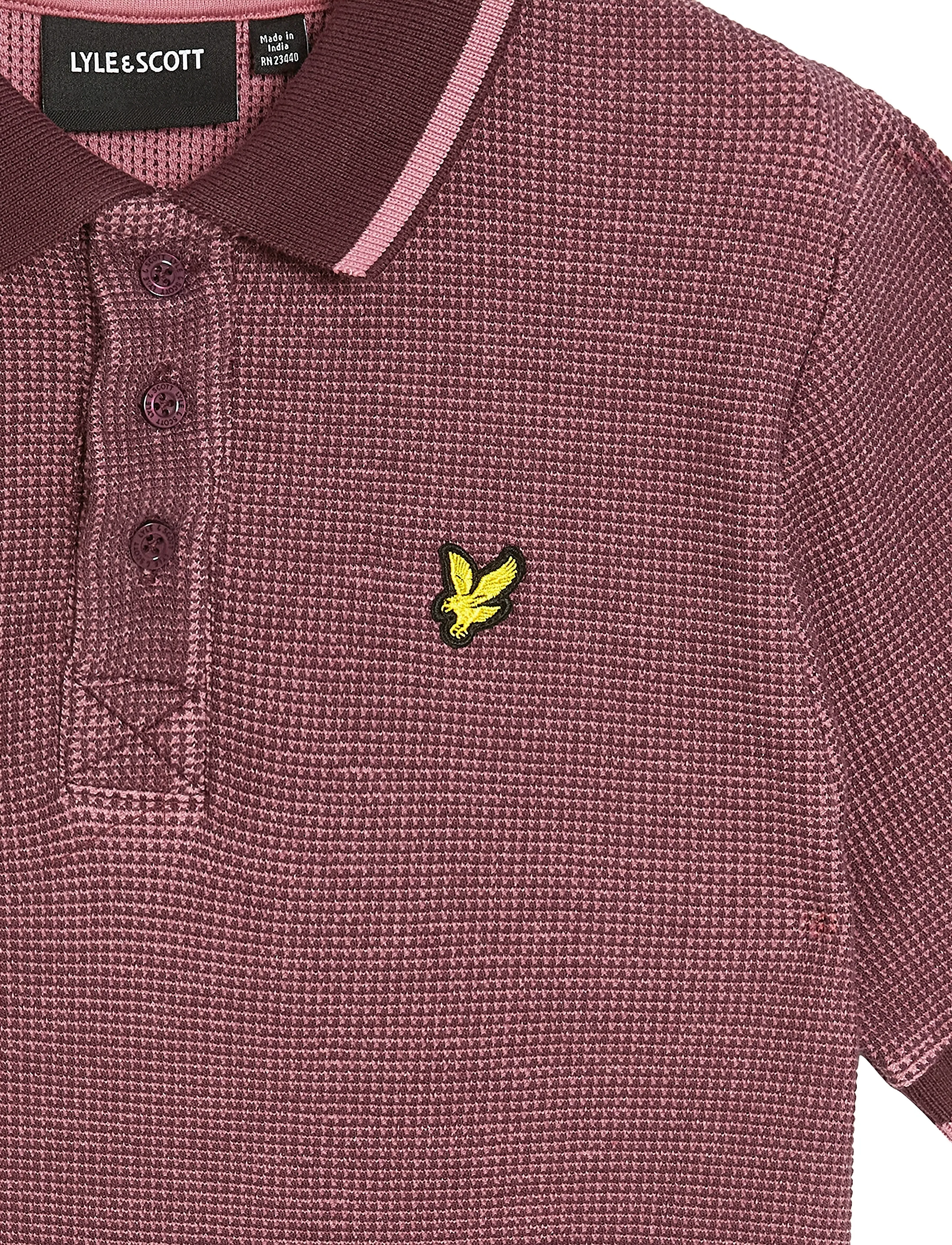 Lyle & Scott - Two Tone Waffle Polo Shirt - kurzärmelig - x868 dusky maroon - 2