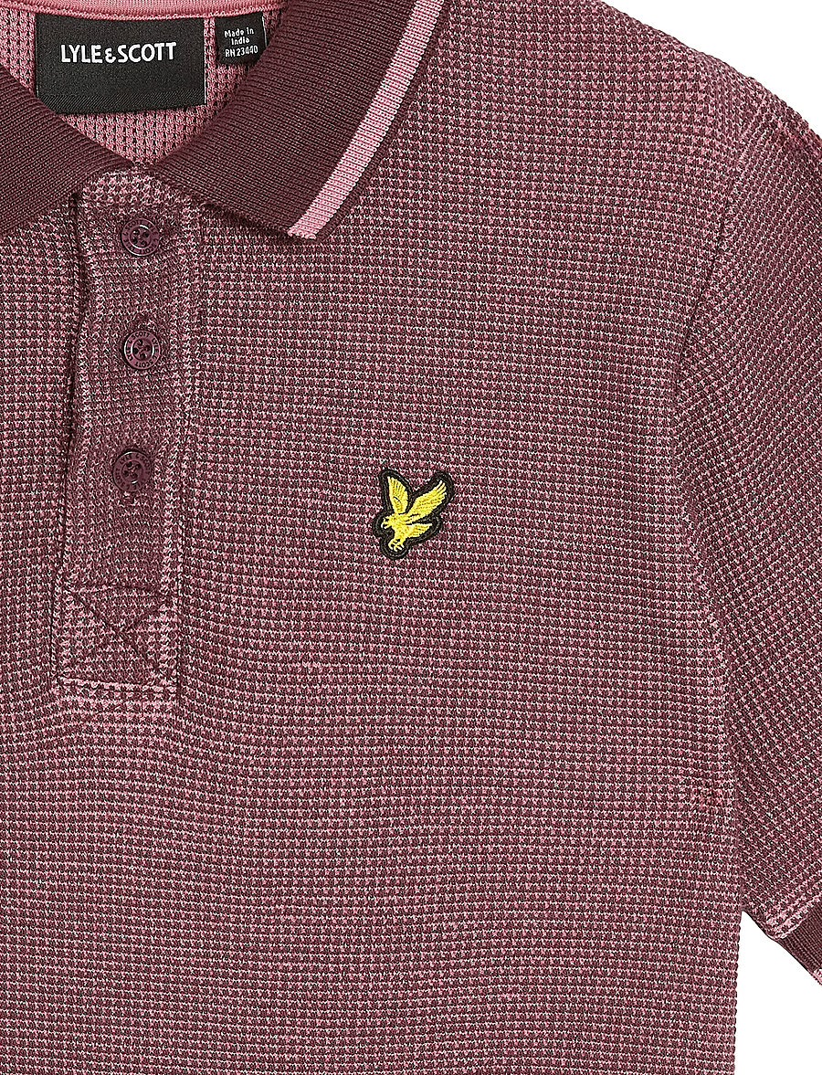 Lyle & Scott - Two Tone Waffle Polo Shirt - kurzärmelig - x868 dusky maroon - 2
