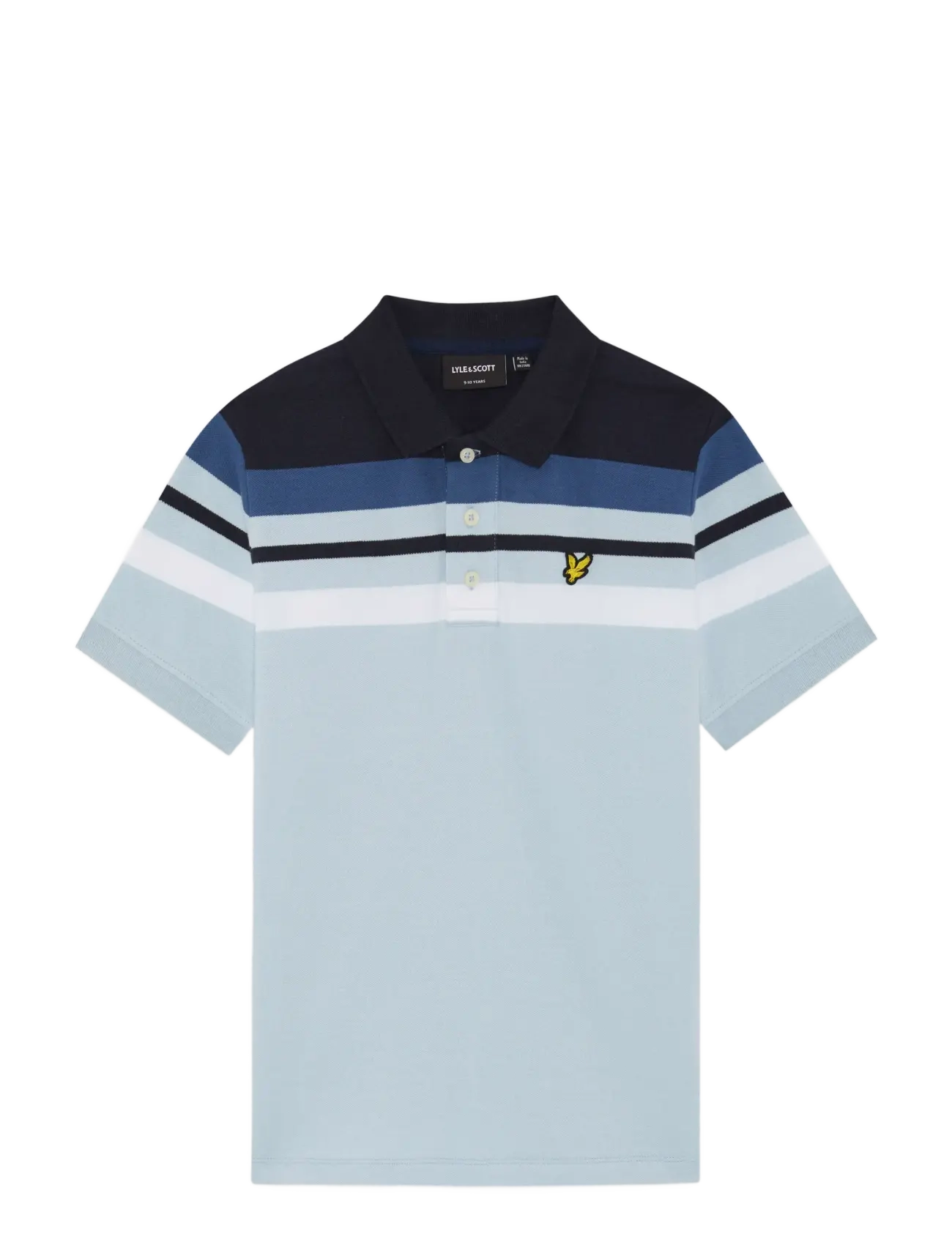 Lyle & Scott Engineered Stripe Polo Shirt, Børn, Stribet Polo Shirt, Blå, Str: 122-128