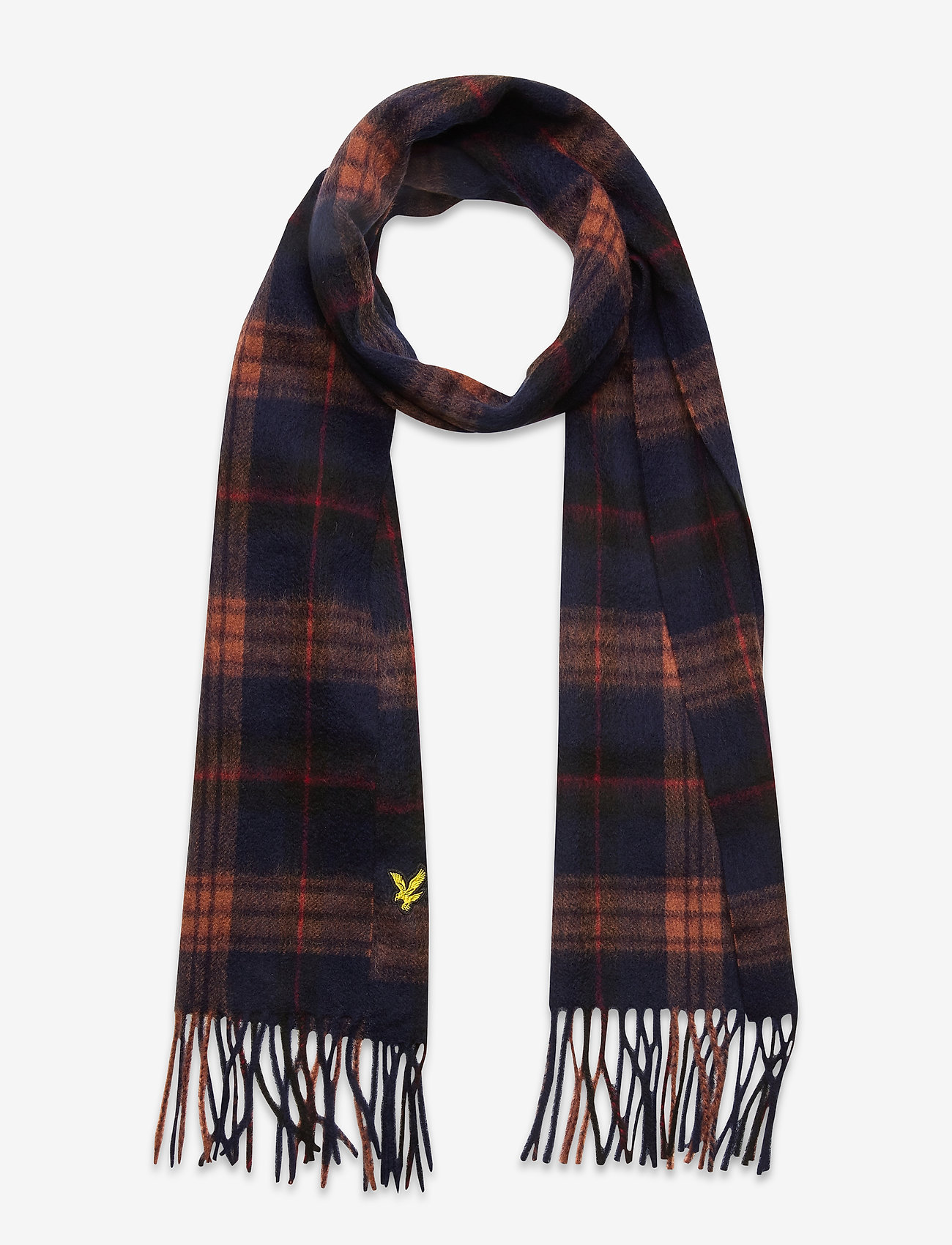Lyle & Scott - Tartan Lambswool Scarf - dark navy/caramel - 0