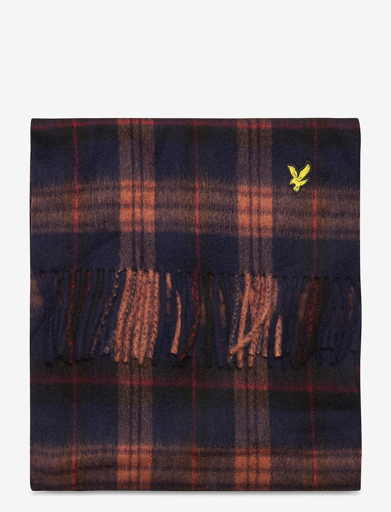 Lyle & Scott - Tartan Lambswool Scarf - dark navy/caramel - 1