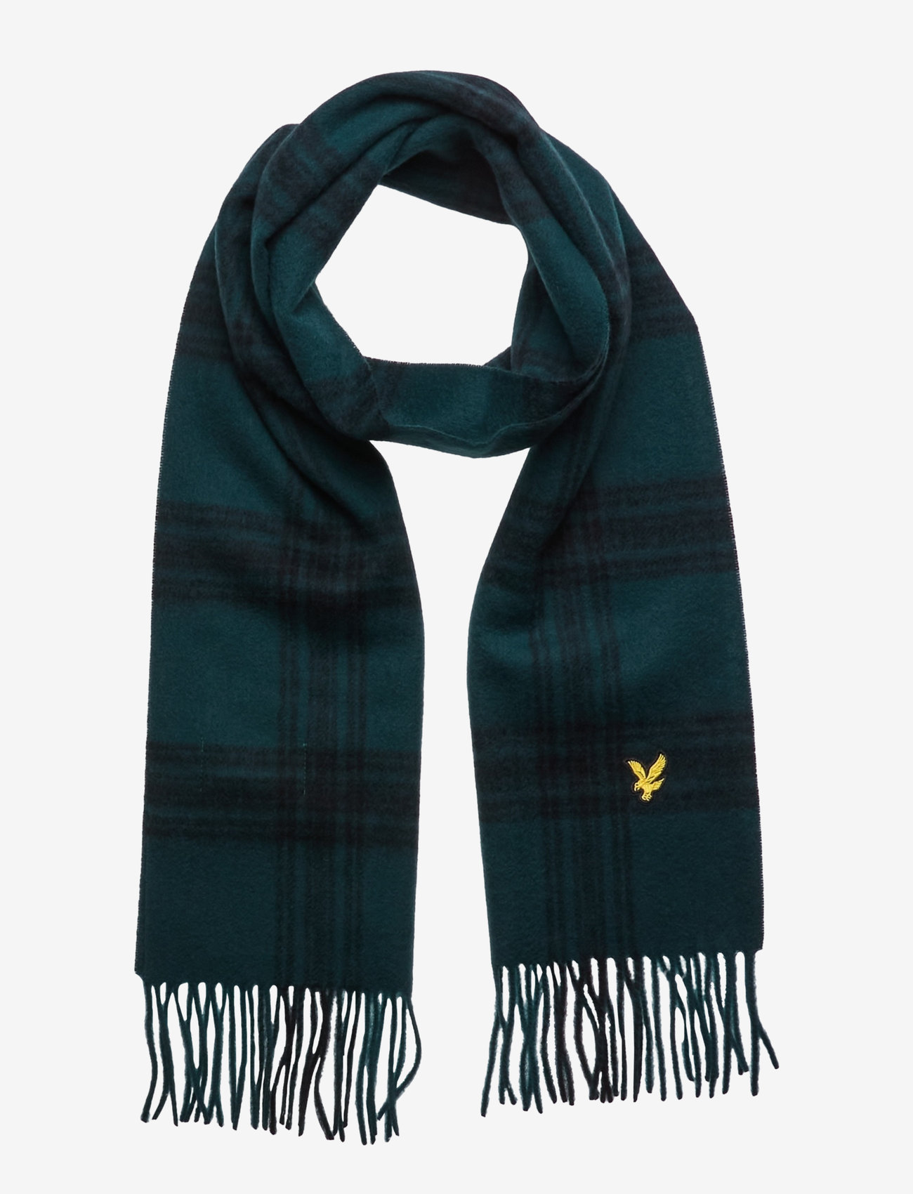 Lyle & Scott - Check Lambswool Scarf - argyle teal/ jet black - 0