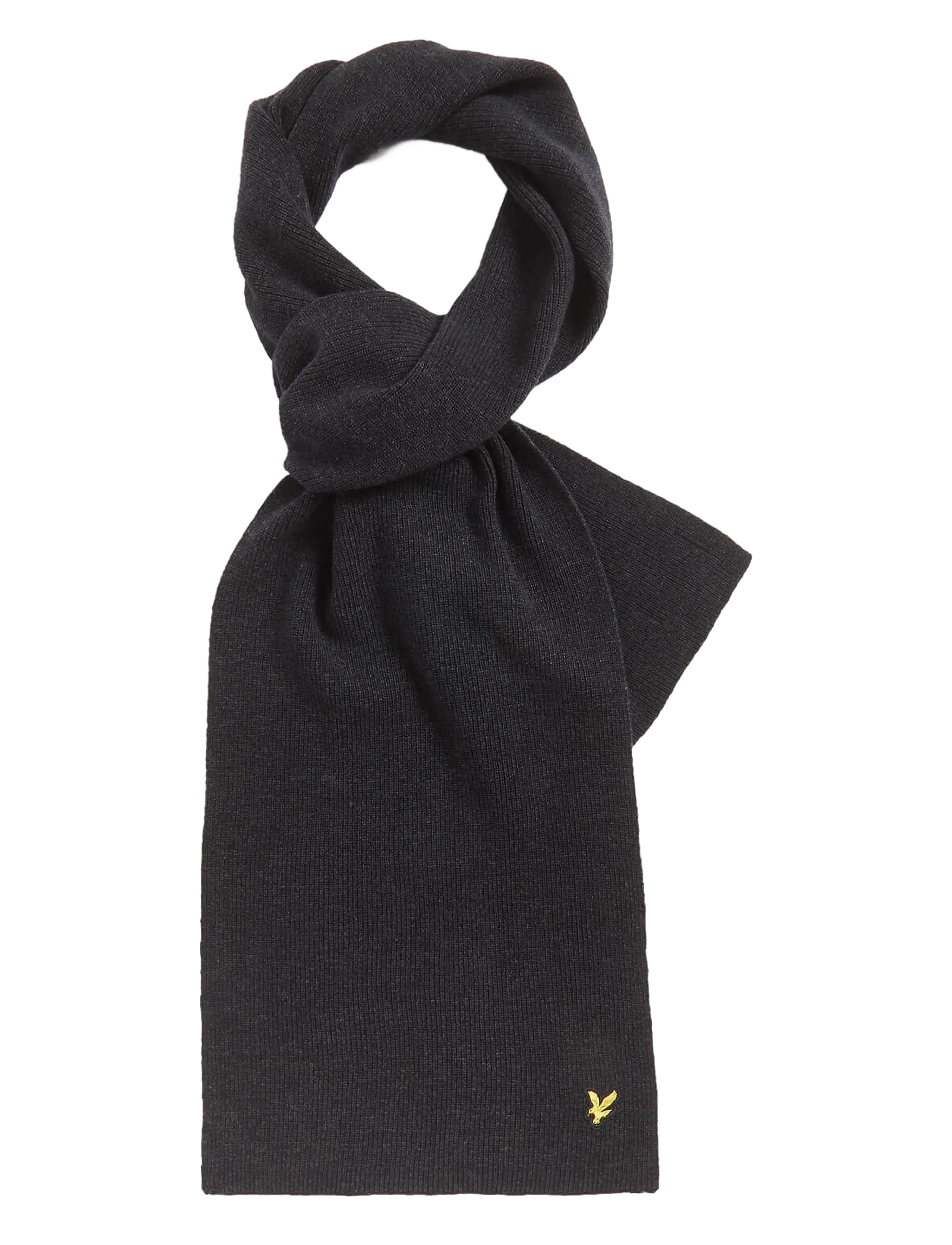 Lyle & Scott Lambswool Ribbed Scarf - Lyle & Scott - JET BLACK MARL / grey