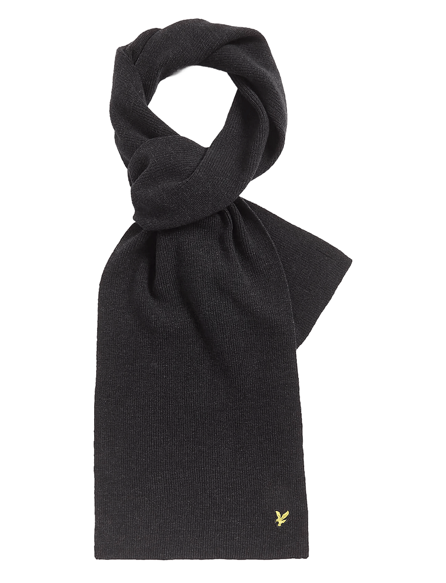 Lyle & Scott - Lambswool Ribbed Scarf - winterschals - jet black marl - 0