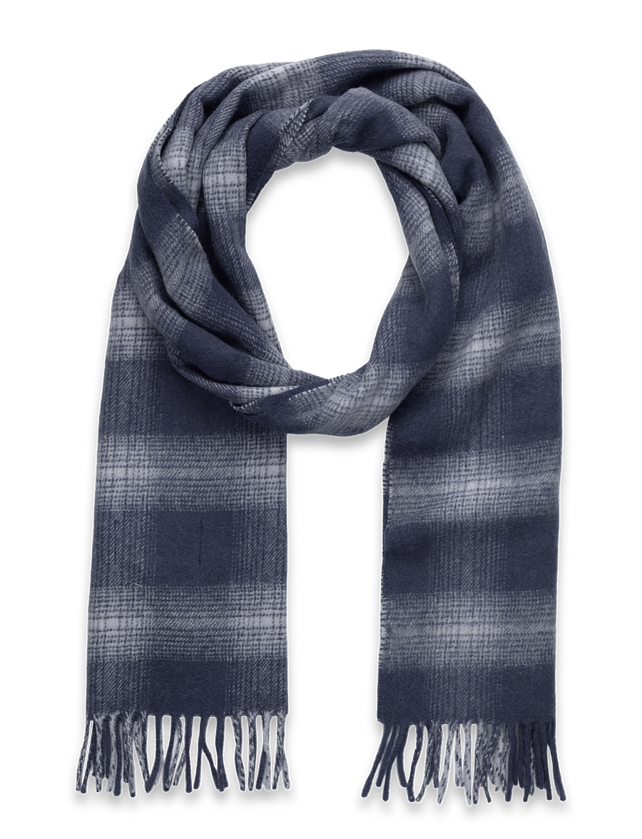 Lyle & Scott - Check Lambswool Scarf - Écharpes d'hiver - x964 night sky/ white - 0