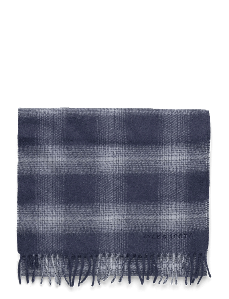 Lyle & Scott - Check Lambswool Scarf - halsdukar - x964 night sky/ white - 1