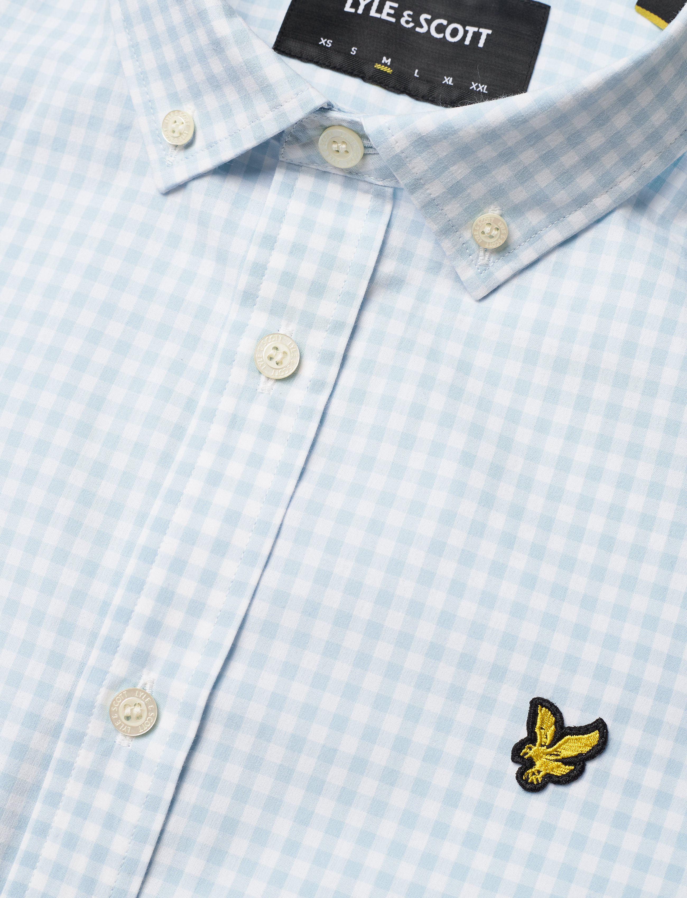 Lyle & Scott - SS Gingham Shirt - deck blue/ white - 3